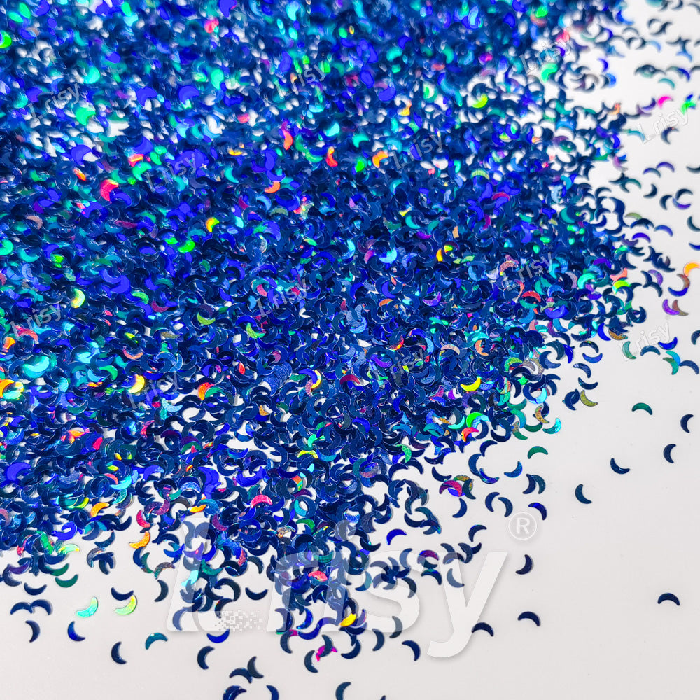 2.5mm Moon Shaped Holographic Lake Blue Glitter LB0705