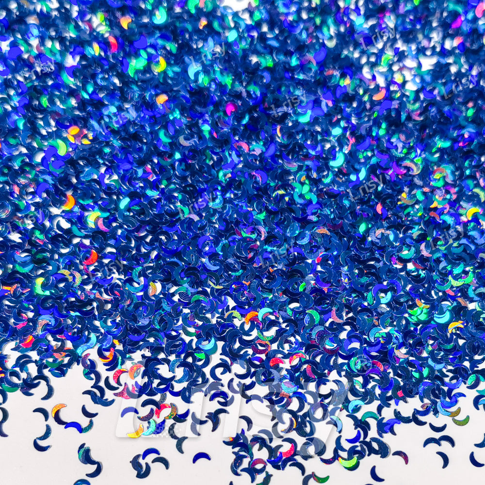 2.5mm Moon Shaped Holographic Lake Blue Glitter LB0705