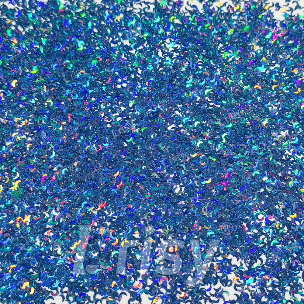 2.5mm Moon Shaped Holographic Sea Blue Glitter LB0709