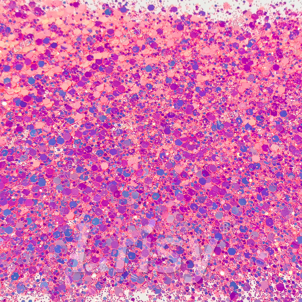 High Brightness Fluorescent Iridescent Magenta Chunky Mixed Glitter HX-HR007