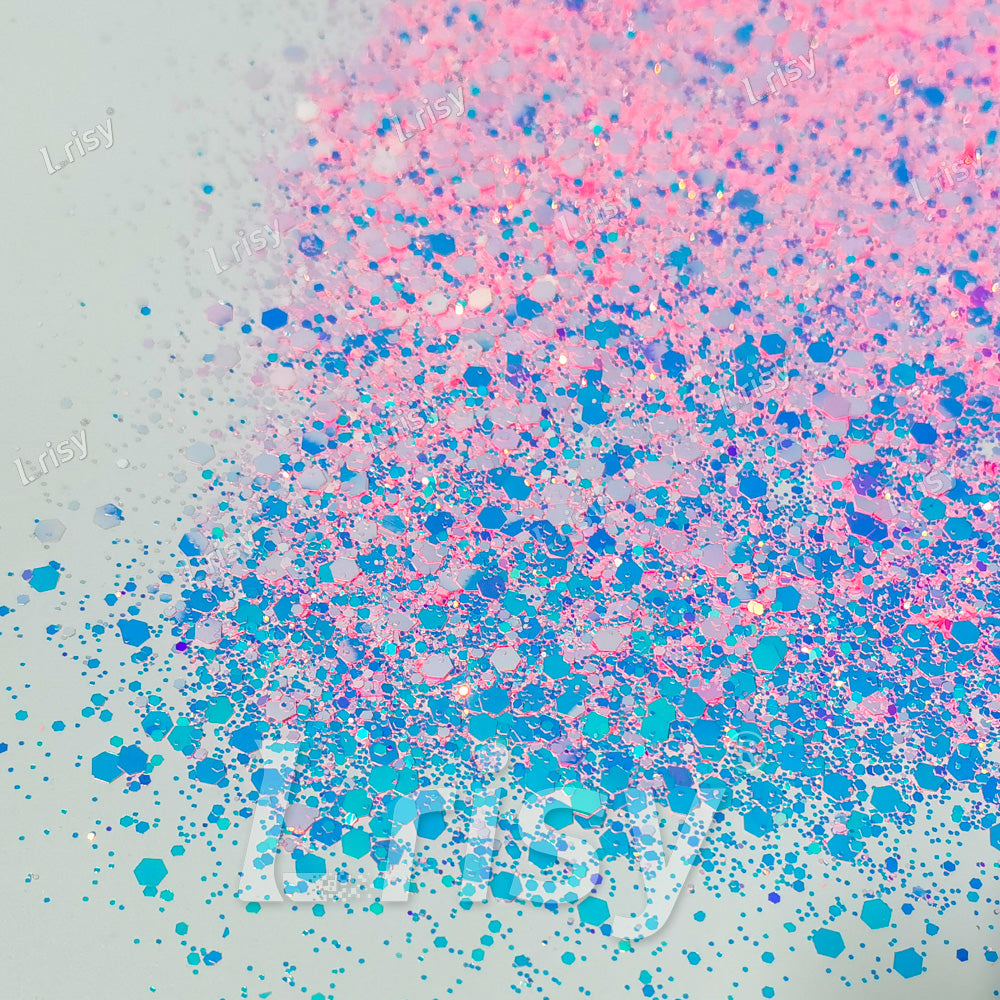 High Brightness Fluorescent Iridescent Soft Pink Chunky Mixed Glitter HX-HR011