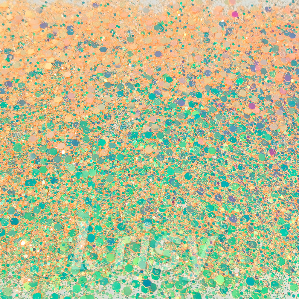 High Brightness Fluorescent Iridescent Light Orange Chunky Mixed Glitter HX-HR002
