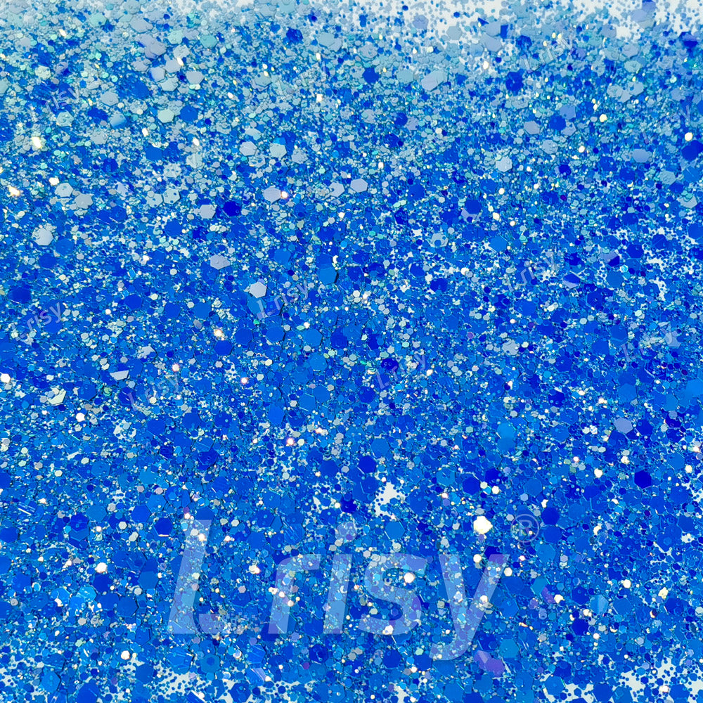 High Brightness Fluorescent Iridescent Sea Blue Chunky Mixed Glitter HX-HR009