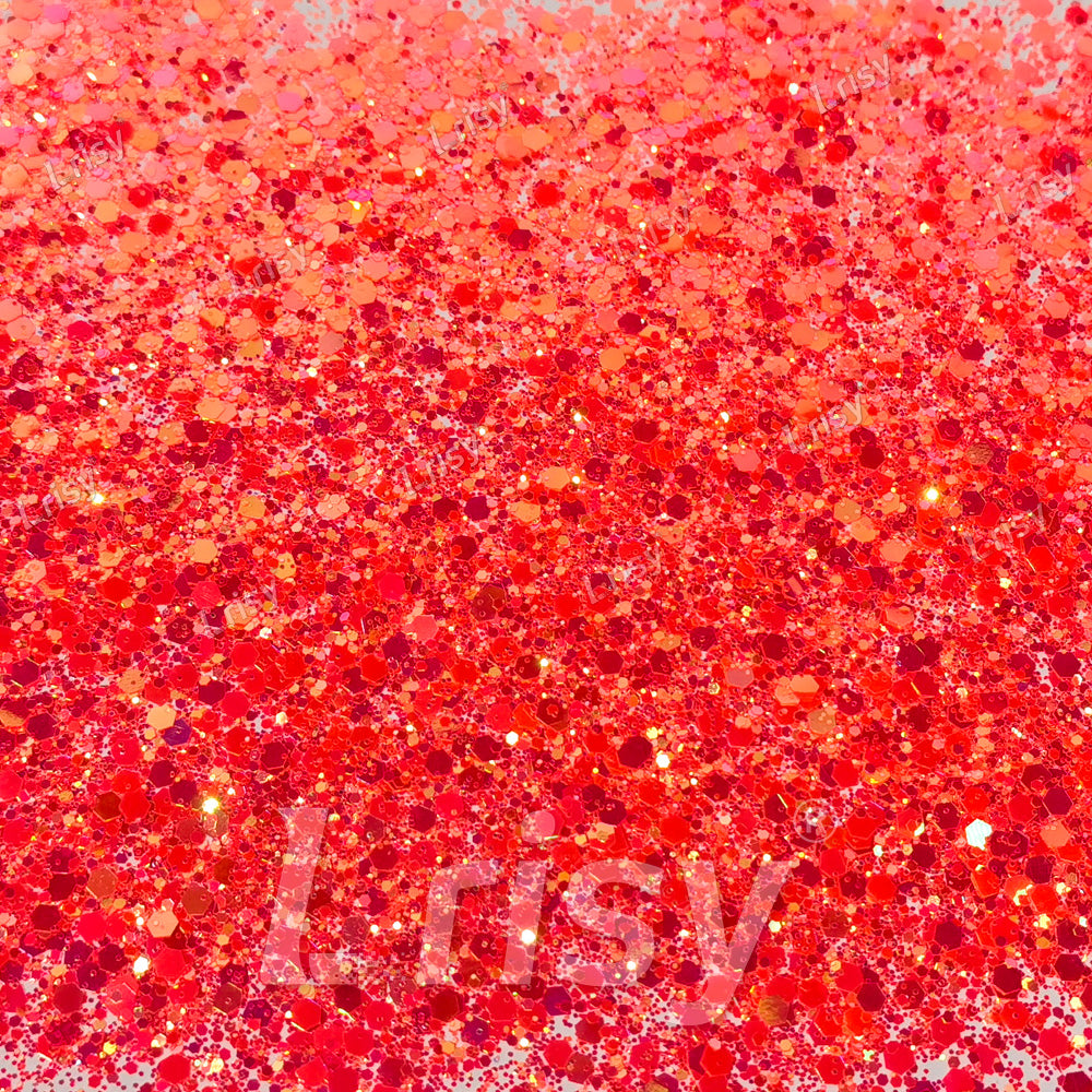 High Brightness Fluorescent Iridescent Red Chunky Mixed Glitter HX-HR012