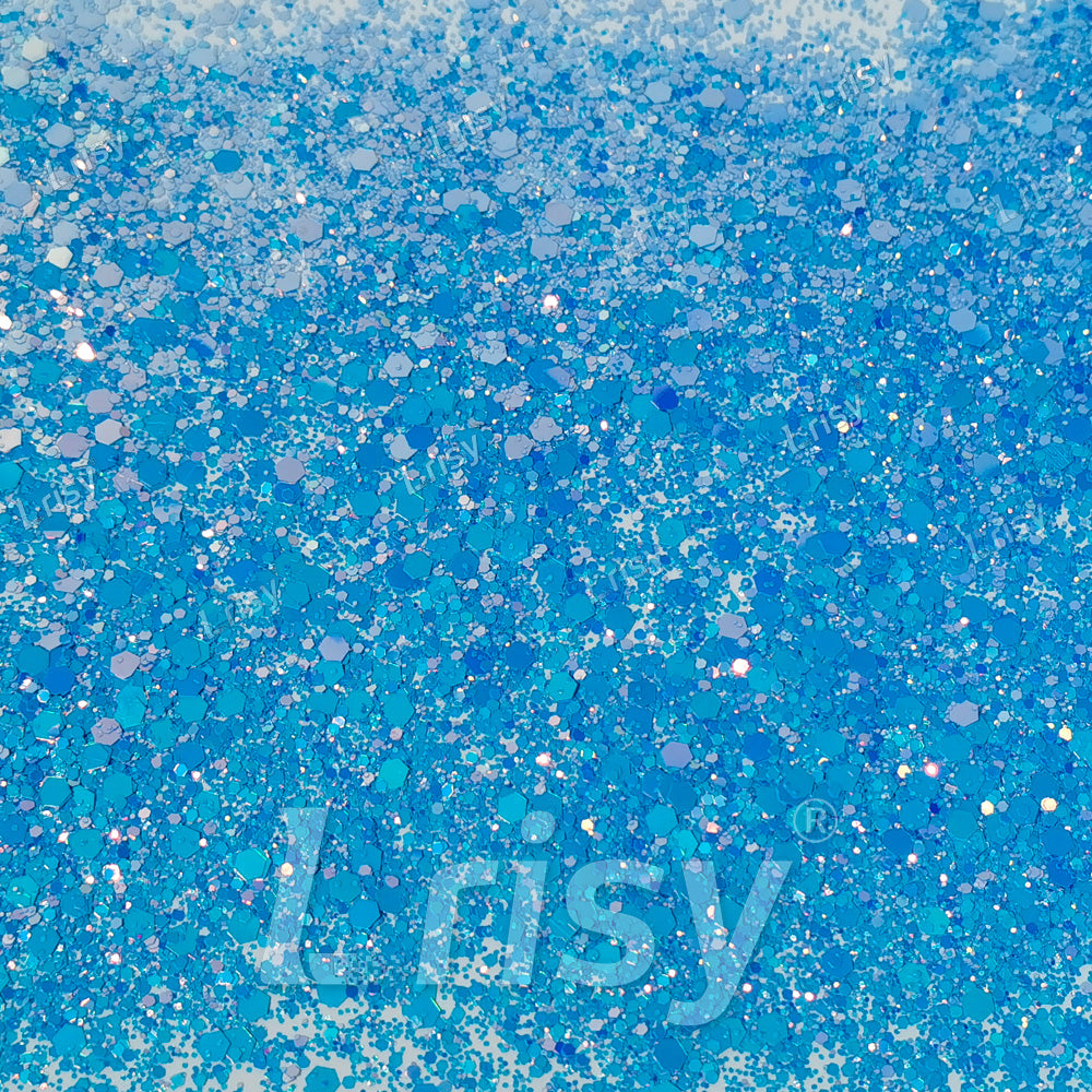 High Brightness Fluorescent Iridescent Sky Blue Chunky Mixed Glitter HX-HR010