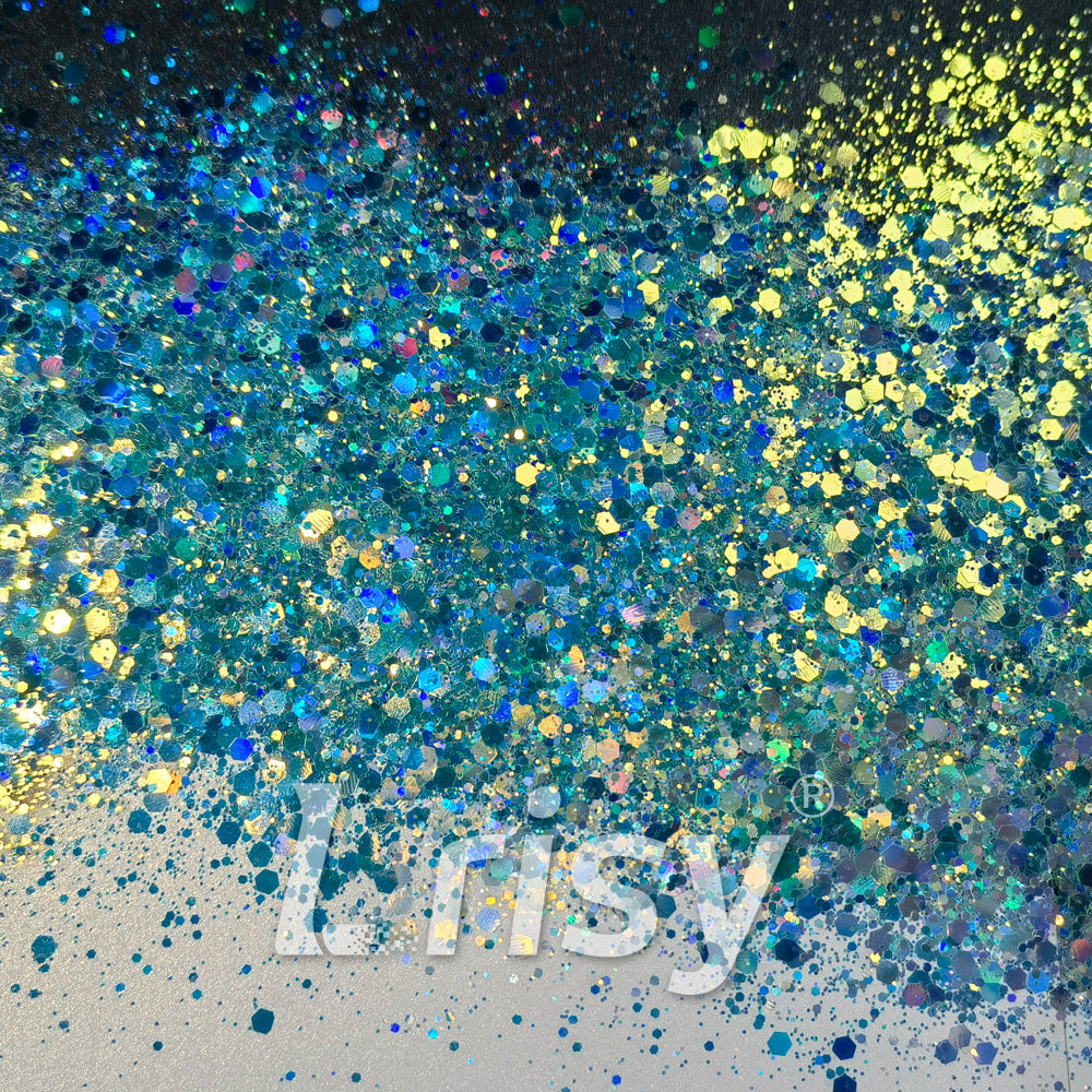 General Mixed Holographic and Iridescent Green Glitter 7302