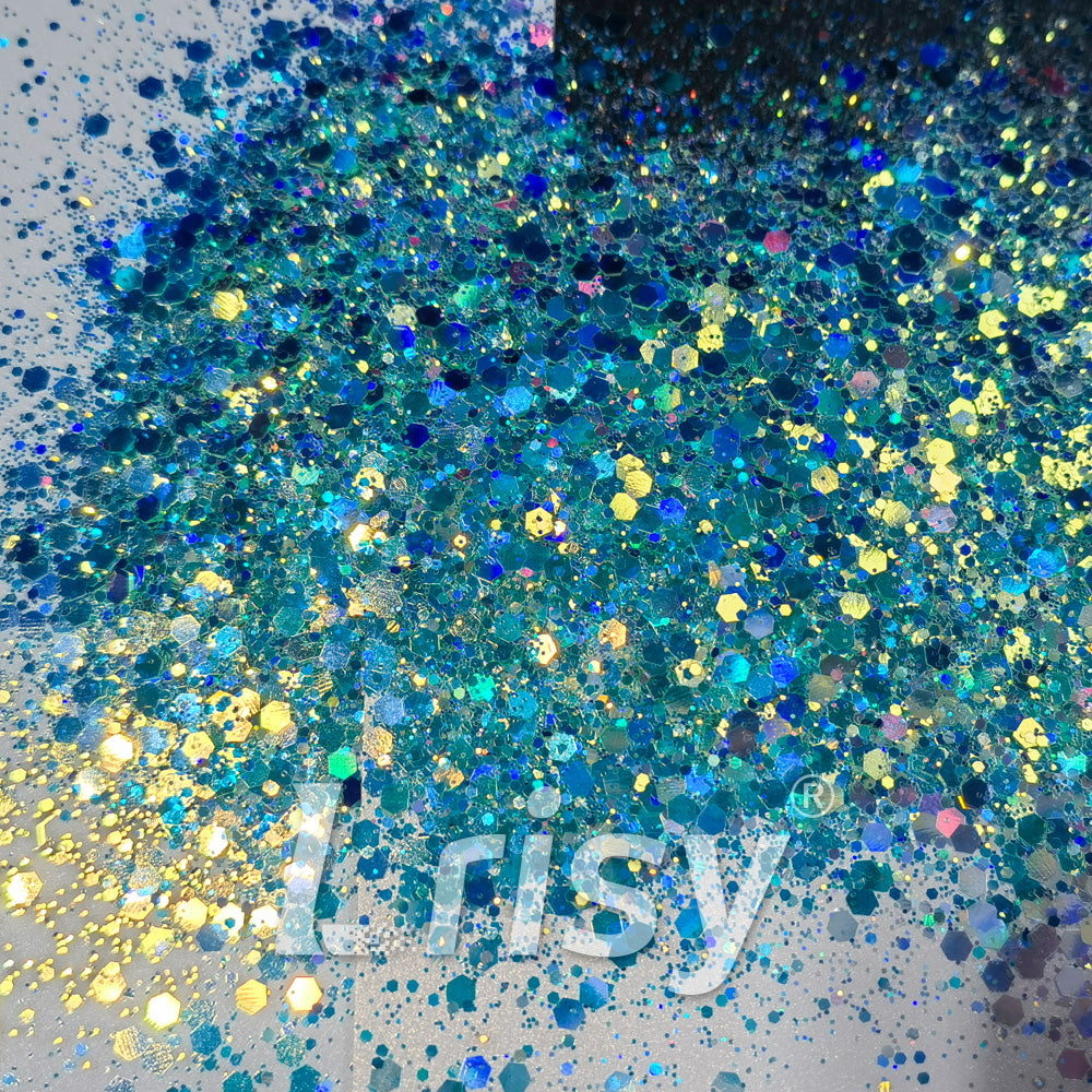 General Mixed Holographic and Iridescent Green Glitter 7302