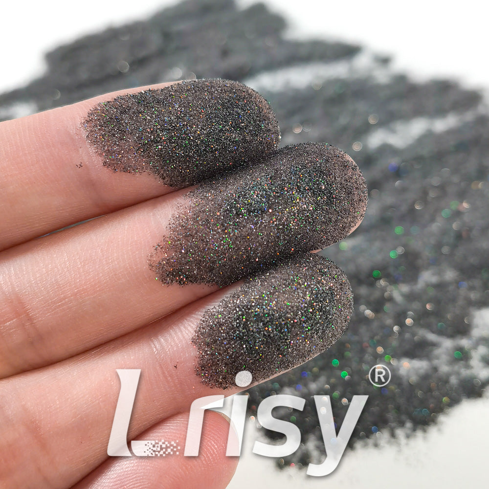 0.025mm Solvent Resistance Super Ultra-thin Fine Ash Black Holographic Glitter LST1000