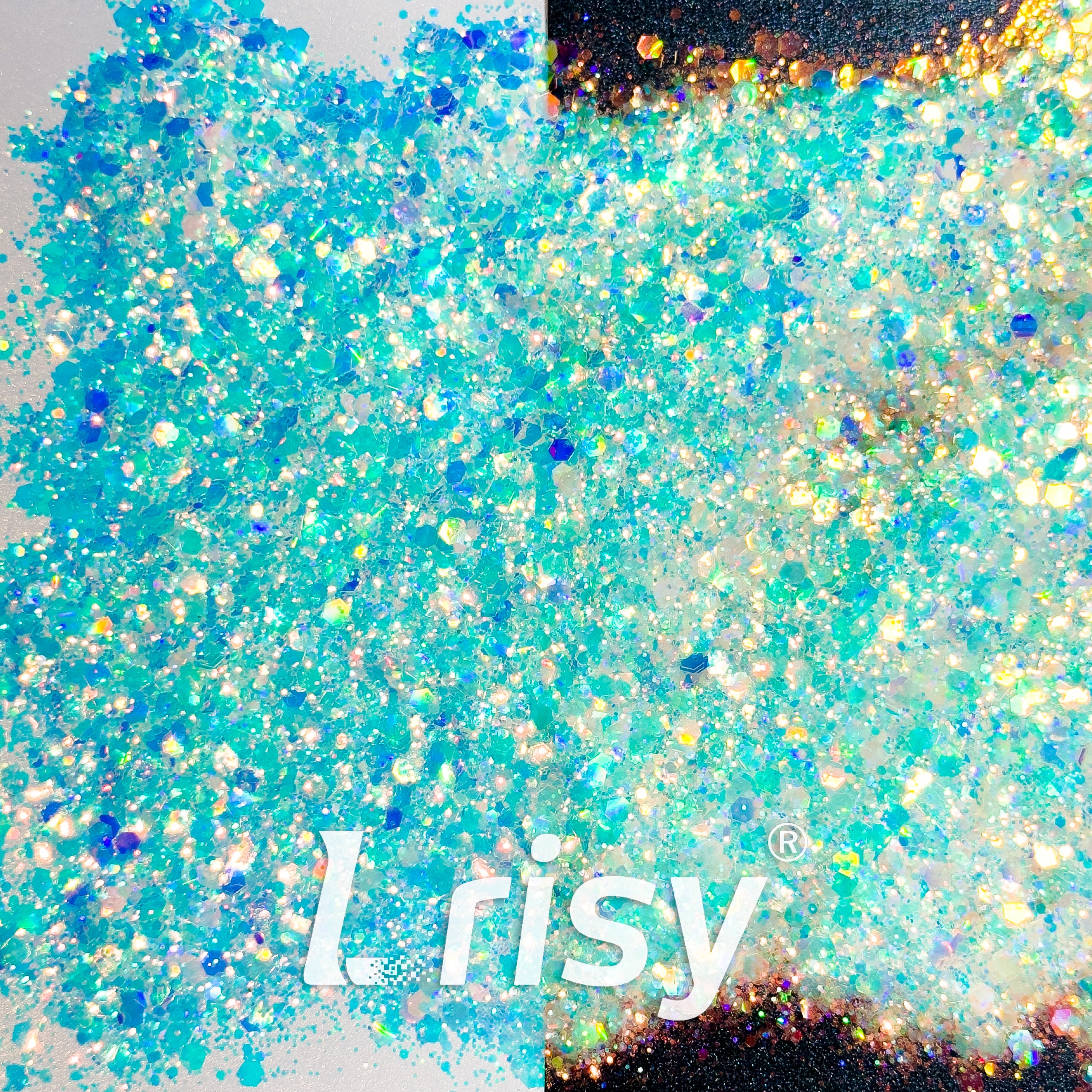 High Brightness Fluorescent Iridescent Blue Chunky Mixed Glitter HA202