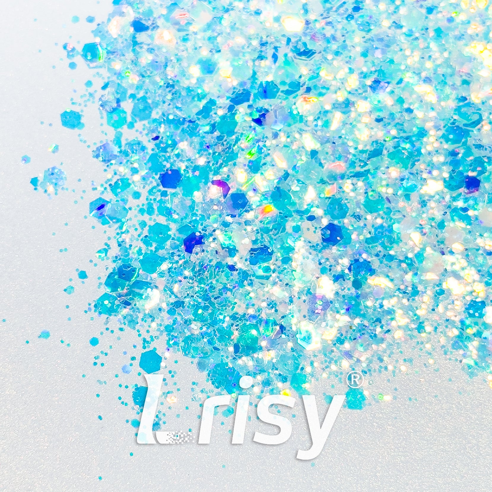 High Brightness Fluorescent Iridescent Blue Chunky Mixed Glitter HA202