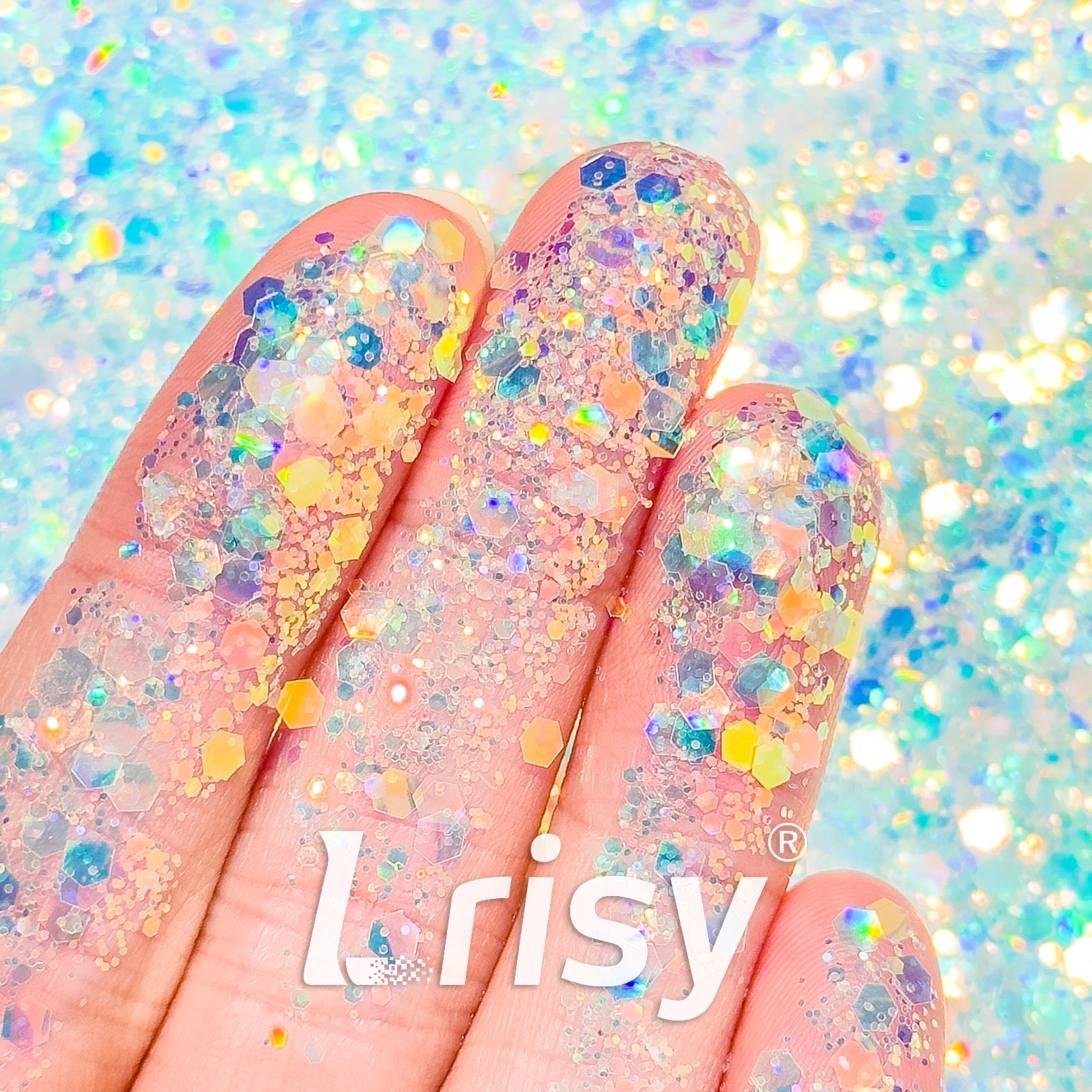 High Brightness Fluorescent Iridescent Blue Chunky Mixed Glitter HA202