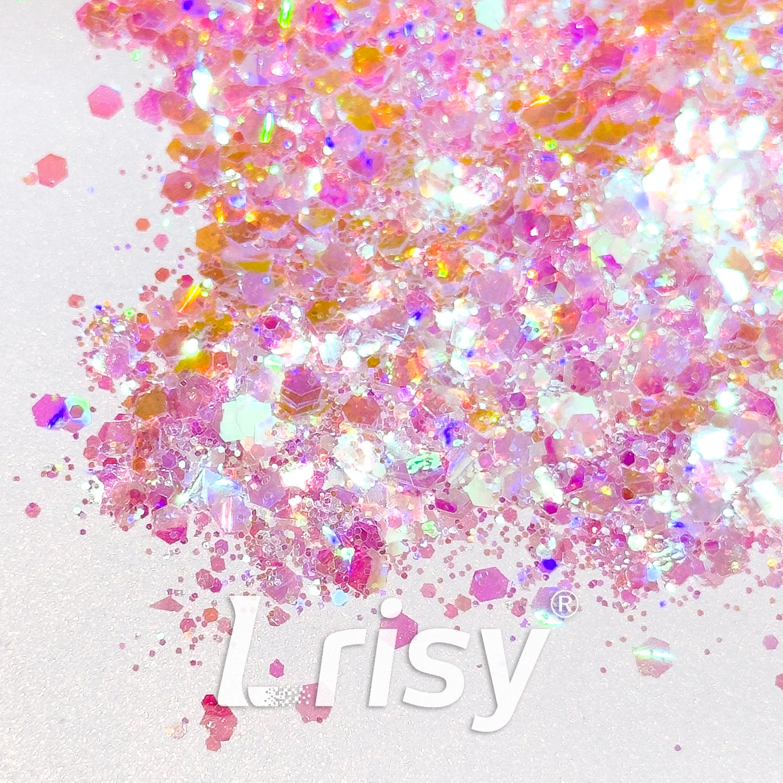 High Brightness Fluorescent Iridescent Dream Pink Chunky Mixed Glitter HA201