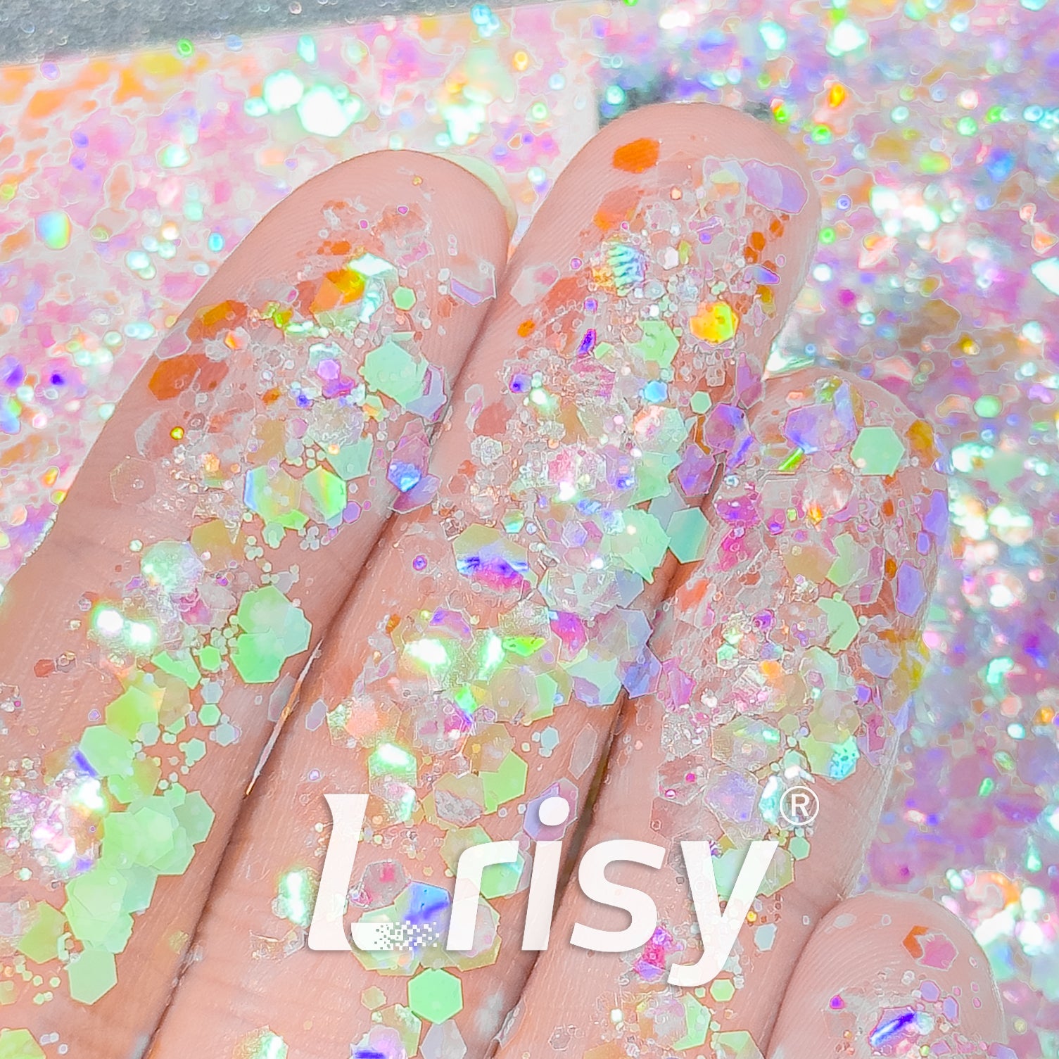 High Brightness Fluorescent Iridescent Dream Pink Chunky Mixed Glitter HA201