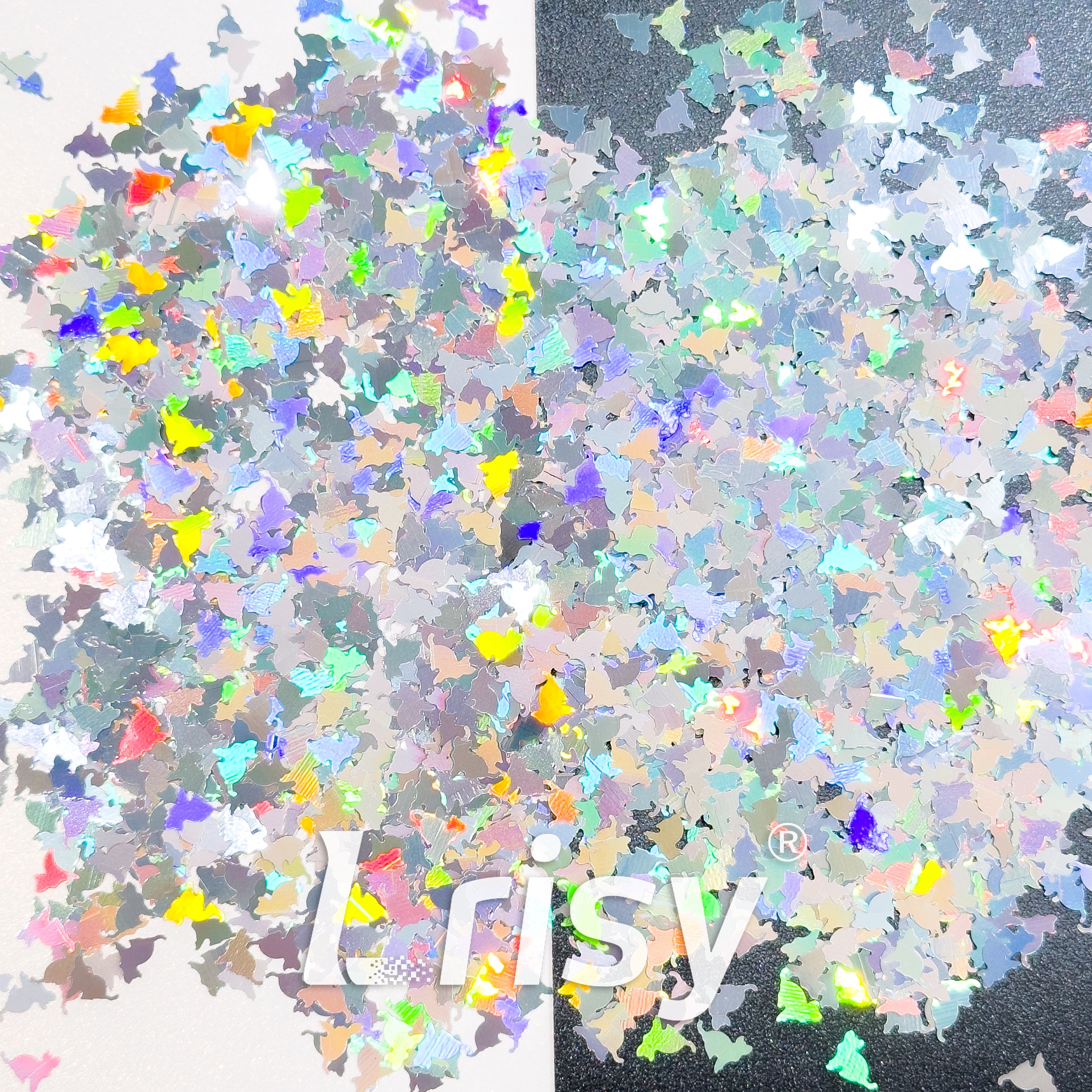 6mm Cat Shaped Holographic Silver Glitter LB0100