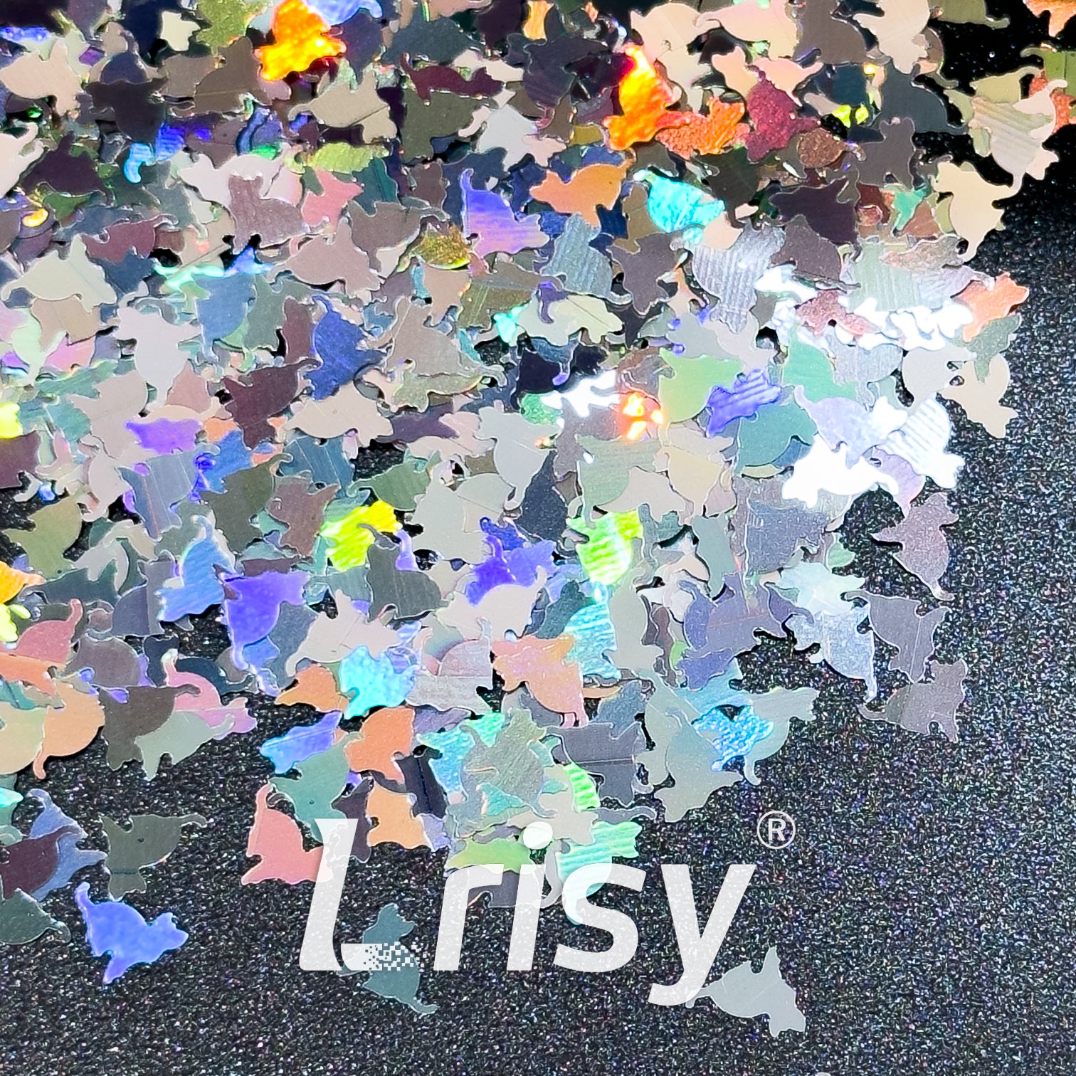 6mm Cat Shaped Holographic Silver Glitter LB0100