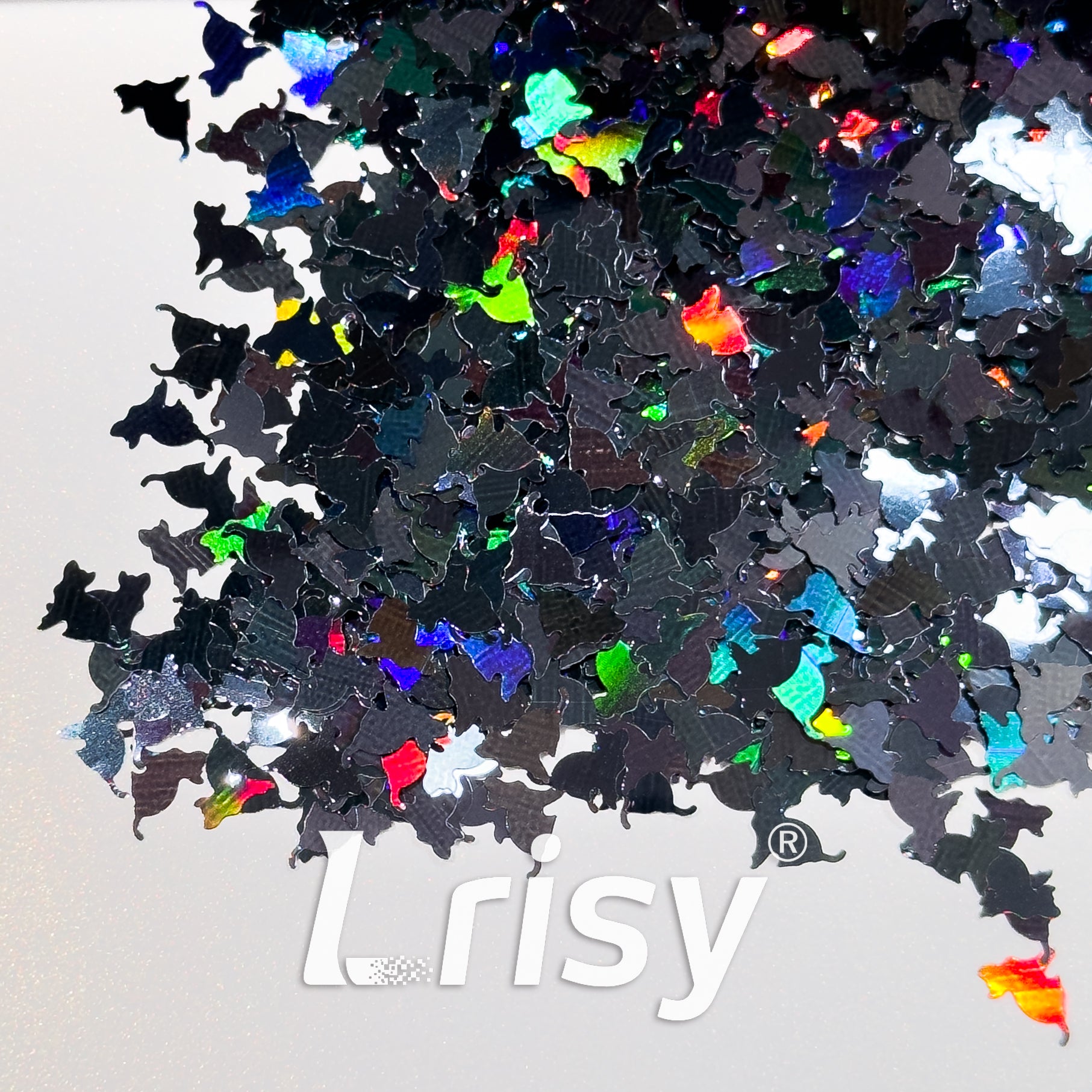 6mm Cat Shaped Holographic Black Glitter LB01000