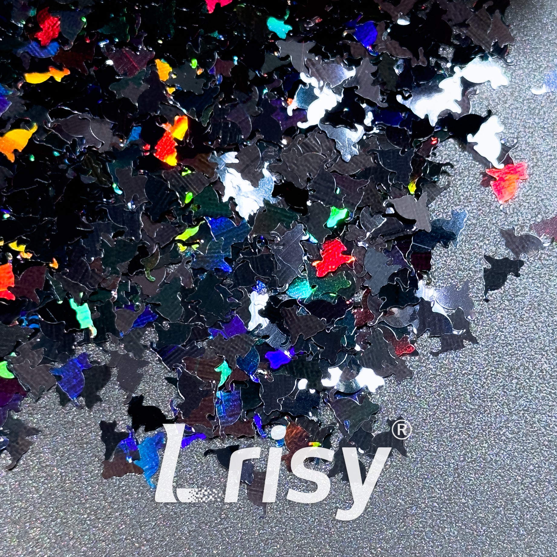 6mm Cat Shaped Holographic Black Glitter LB01000