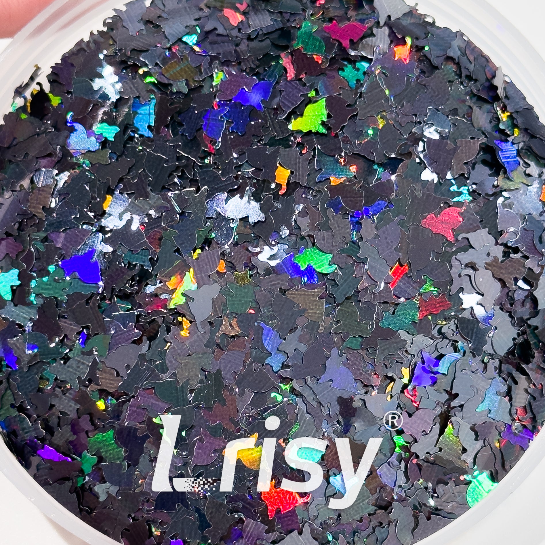 6mm Cat Shaped Holographic Black Glitter LB01000