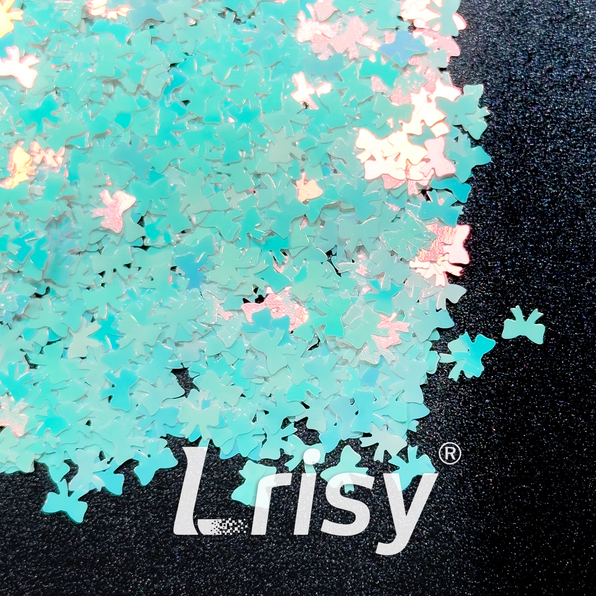 5mm Bowknot Shaped Ice Blue Glitter C021R