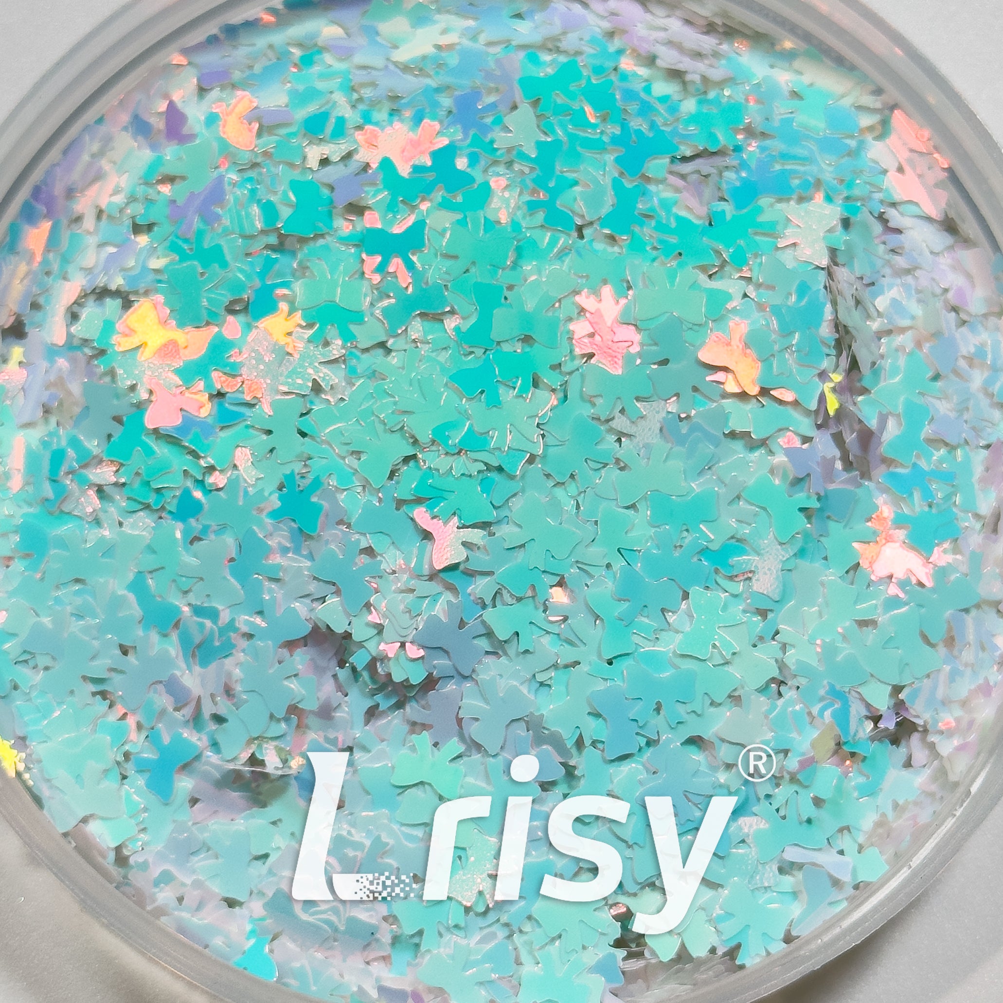 5mm Bowknot Shaped Ice Blue Glitter C021R