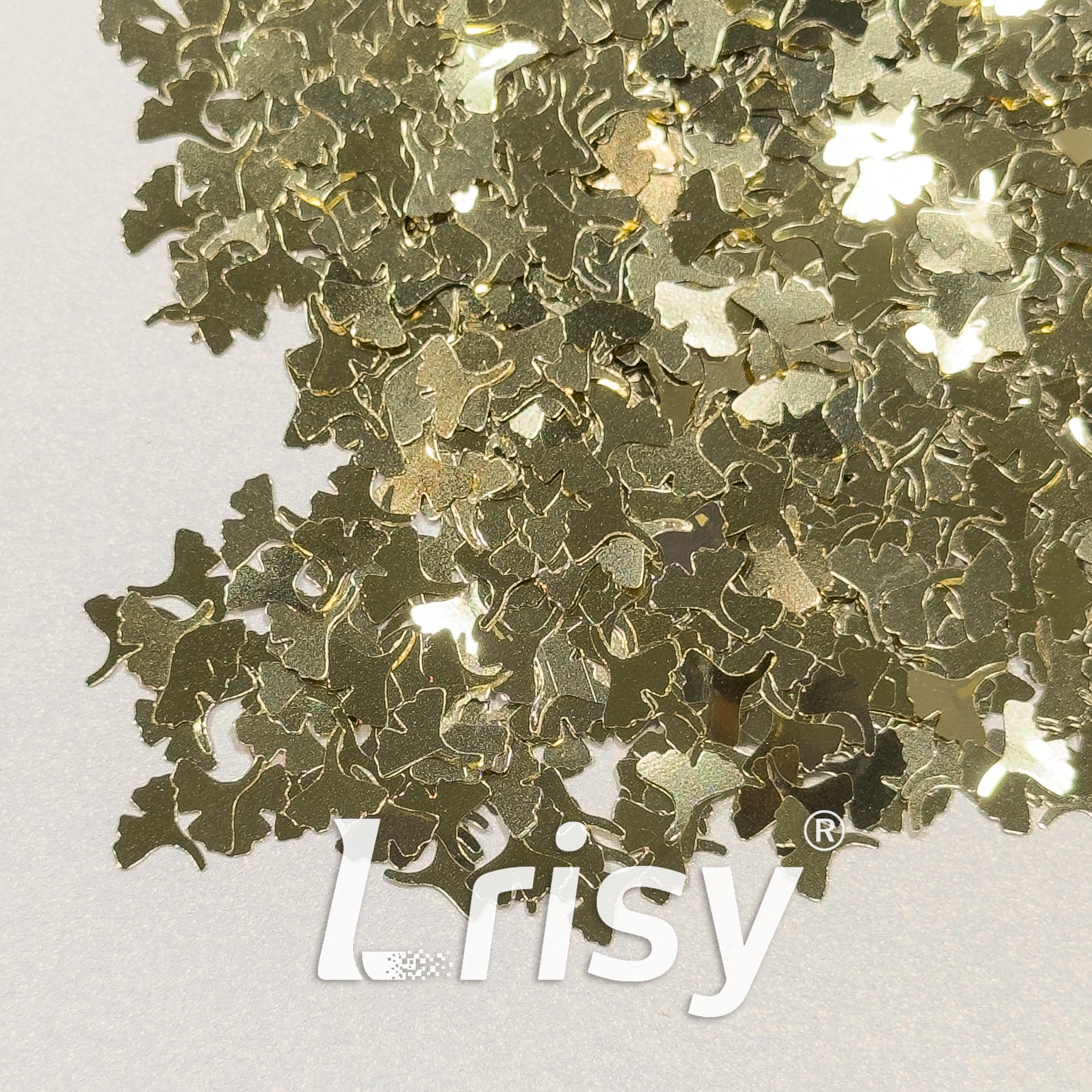 6mm Ginkgo Leaf Shaped Champagne Gold Glitter B0212