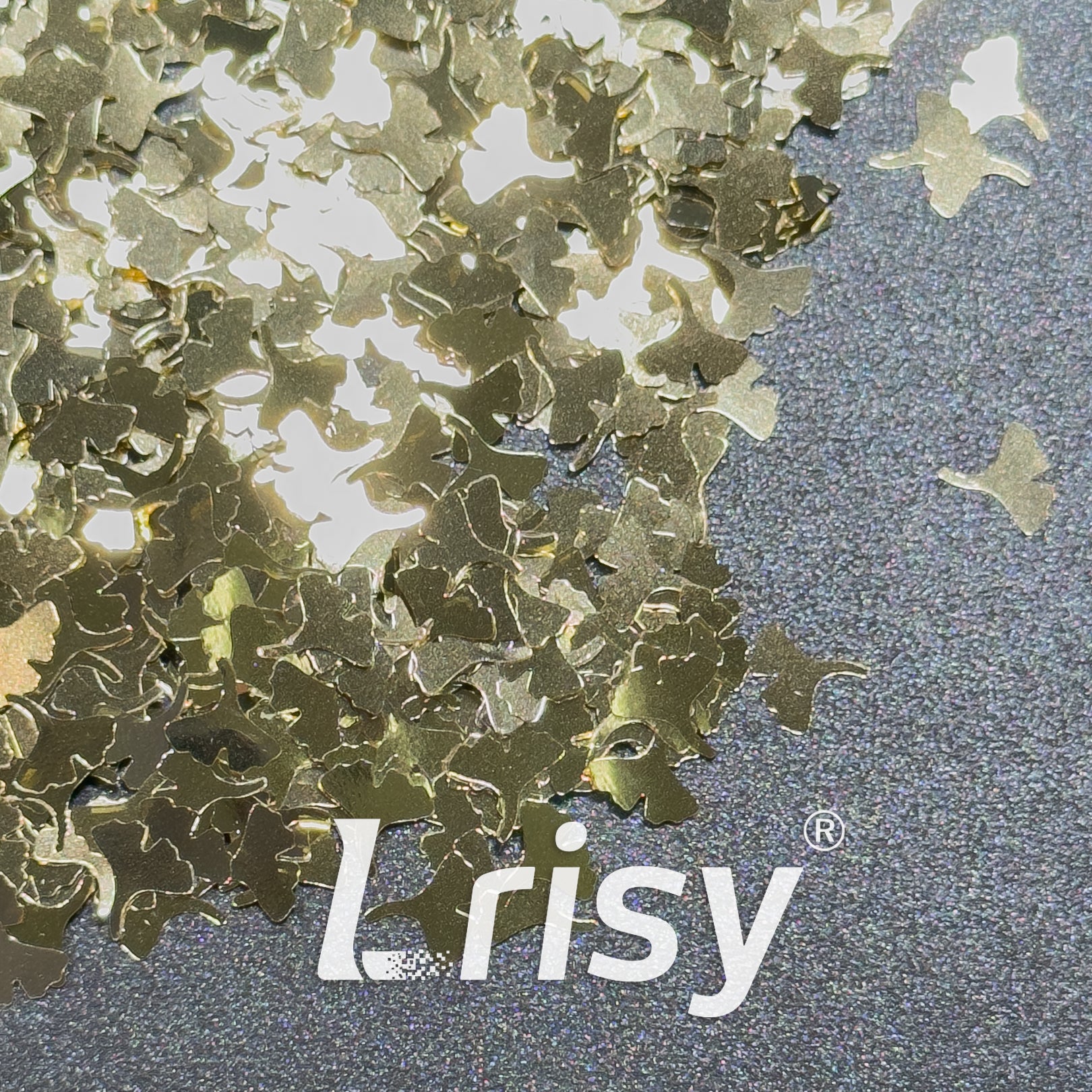 6mm Ginkgo Leaf Shaped Champagne Gold Glitter B0212