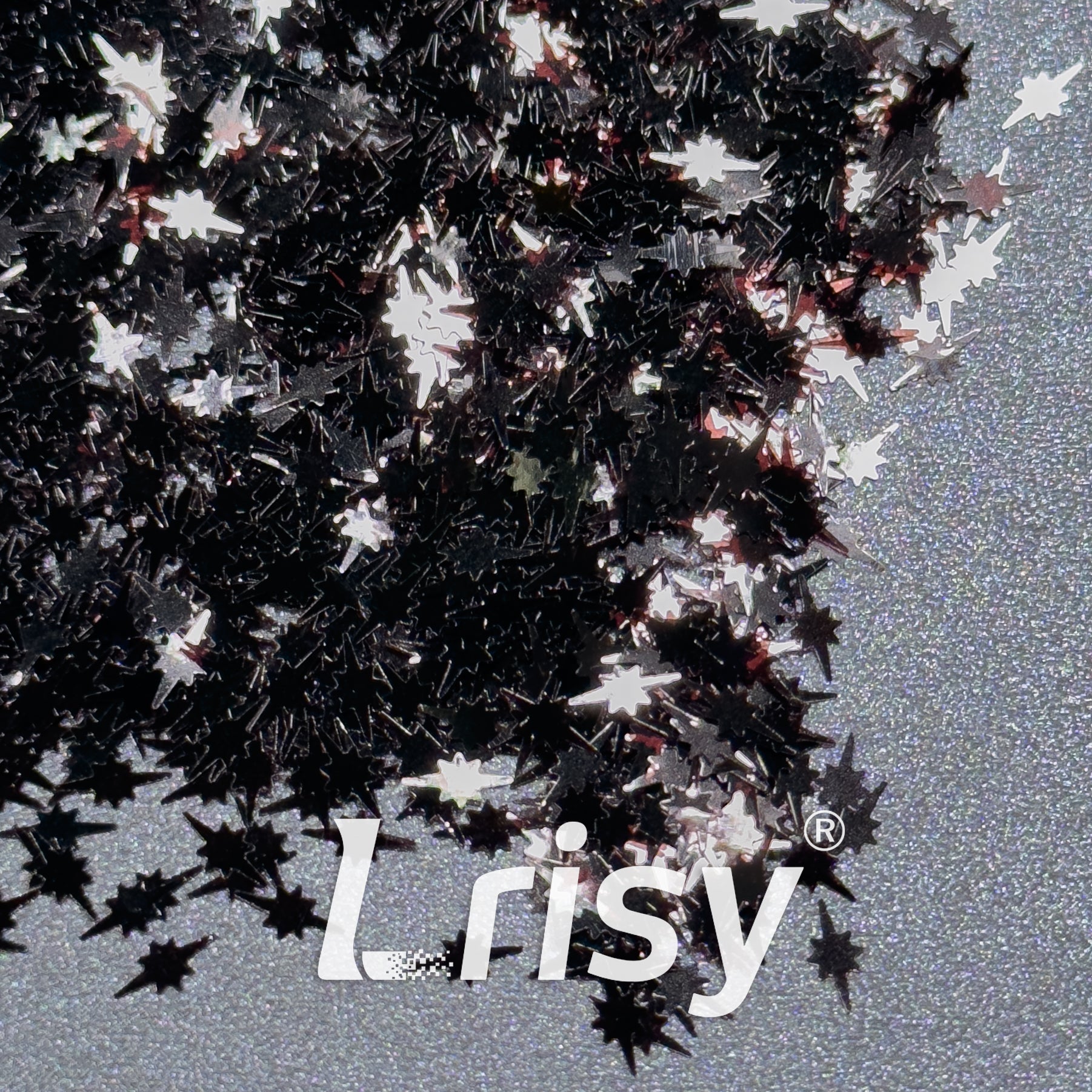 6mm Cross Star Shaped Black Chunky Glitter B01000