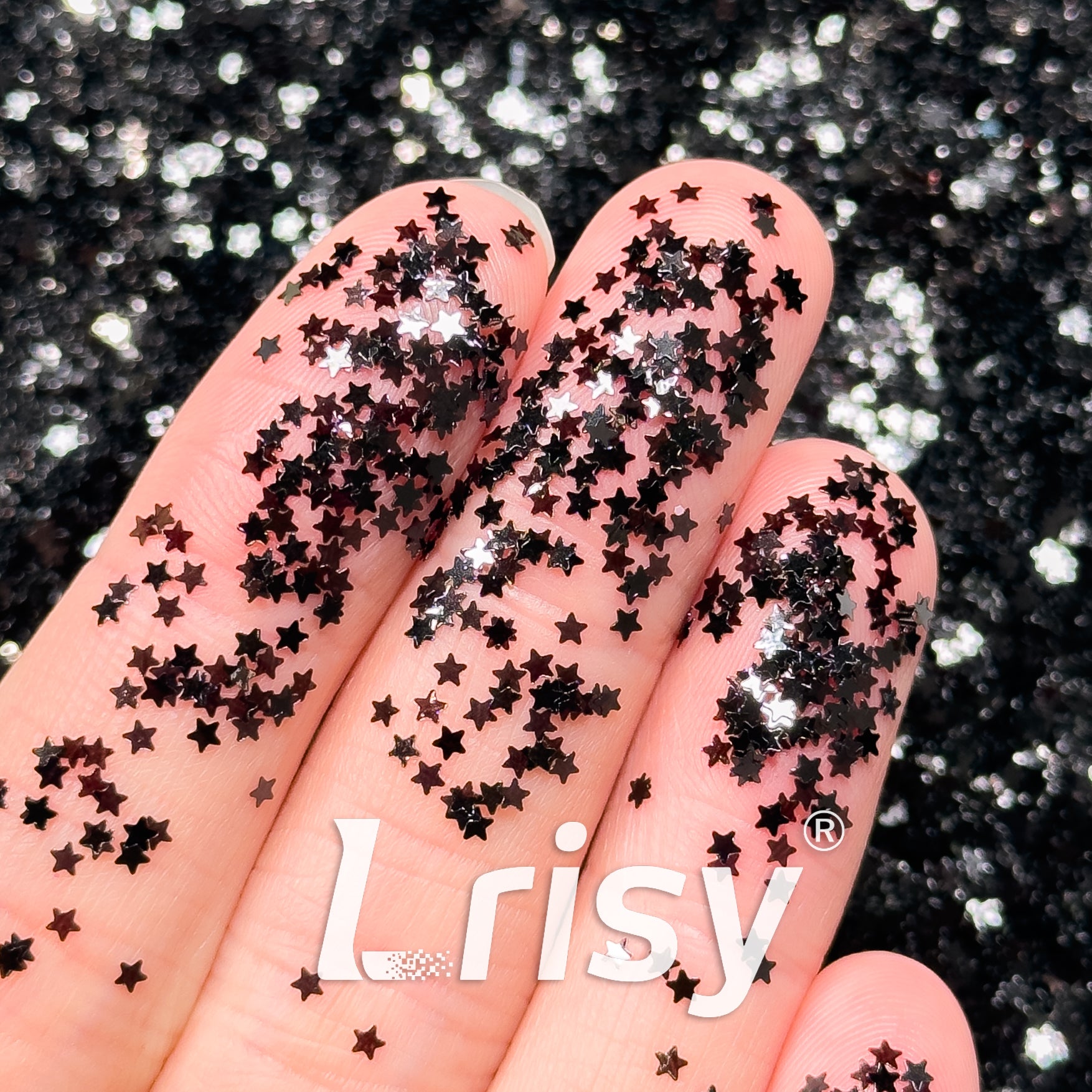 2mm Star Shaped Black Chunky Glitter B01000