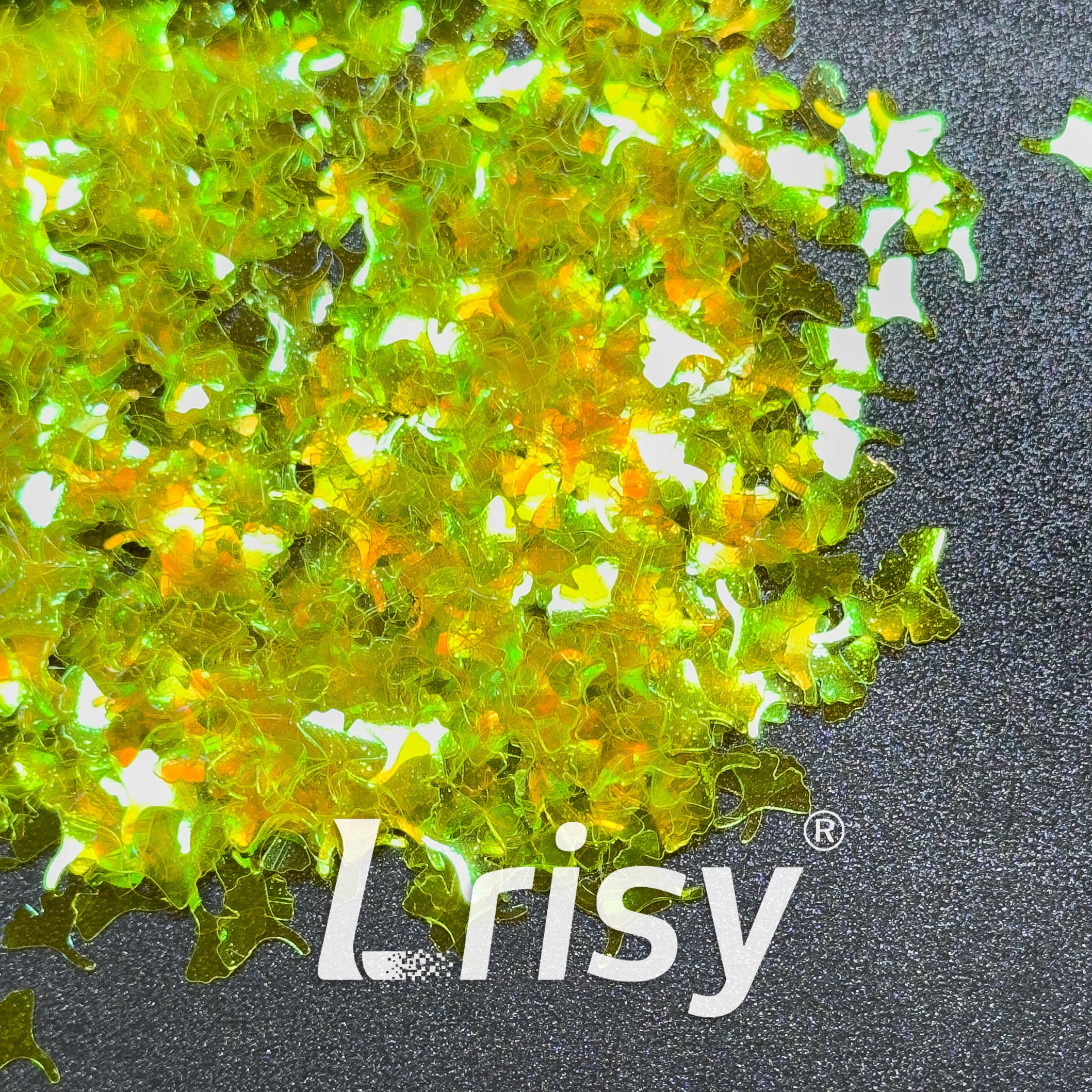 6mm Ginkgo Leaf Shaped Iridescent Yellow Glitter C050