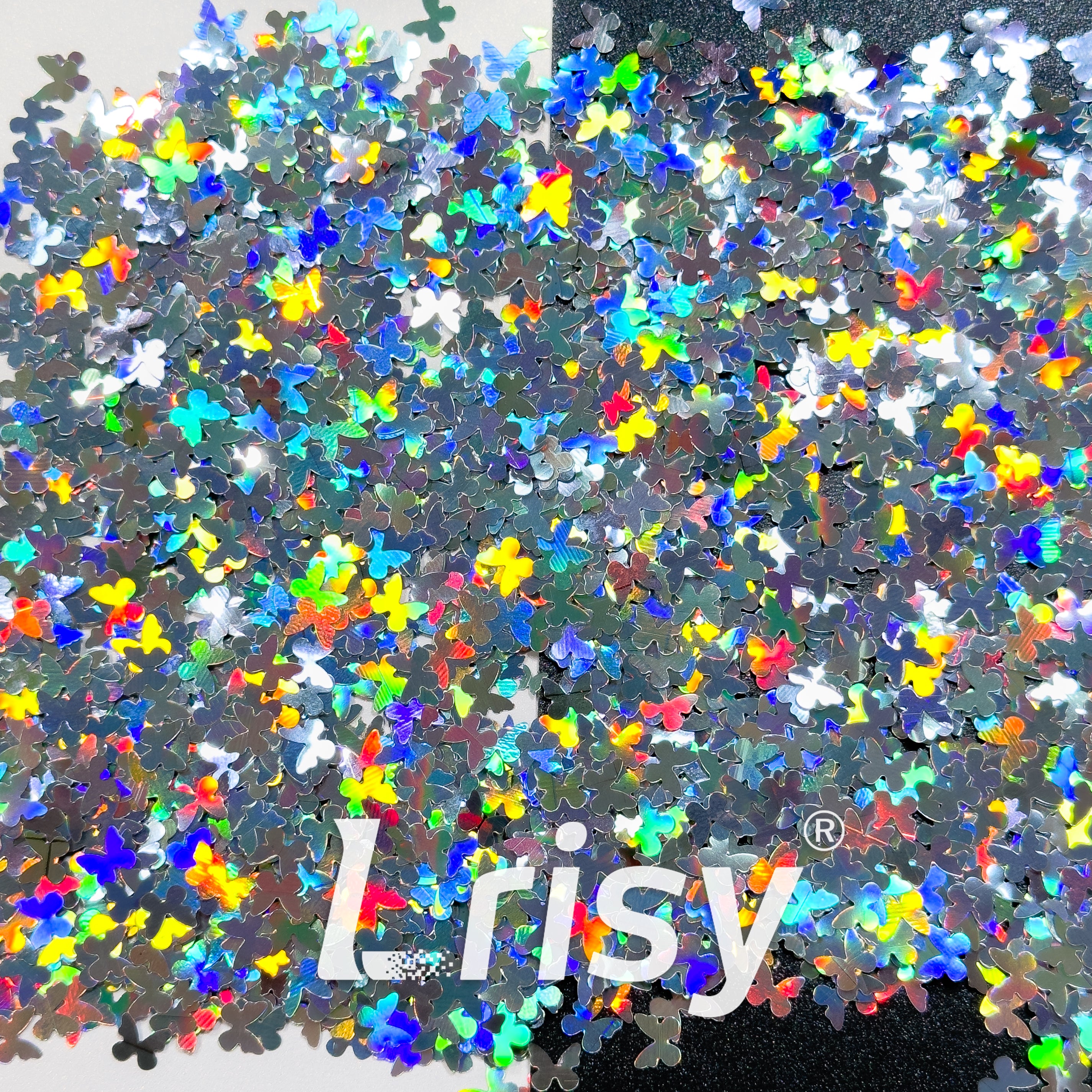 5mm Butterfly Shaped Holographic Silver Glitter LB0100