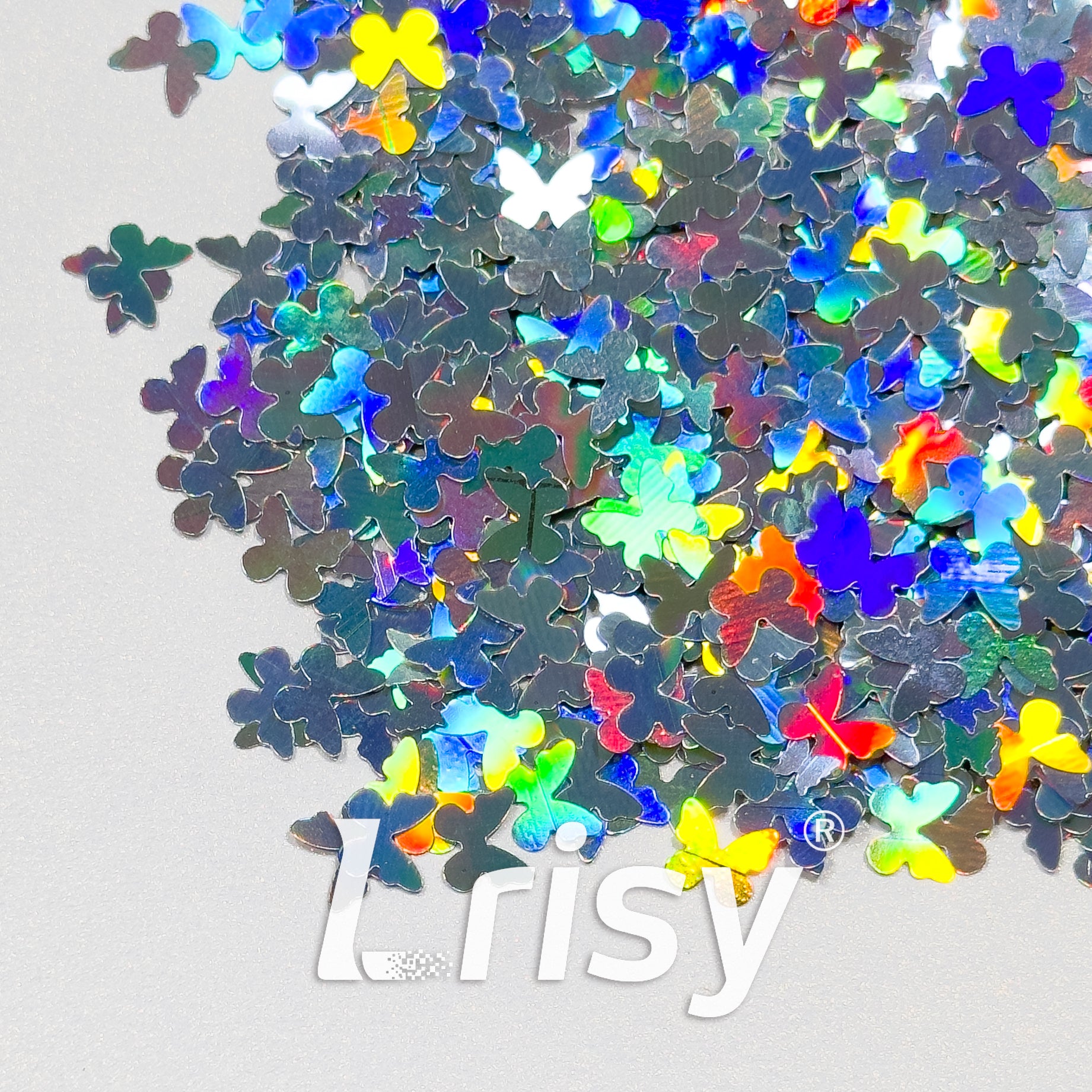 5mm Butterfly Shaped Holographic Silver Glitter LB0100