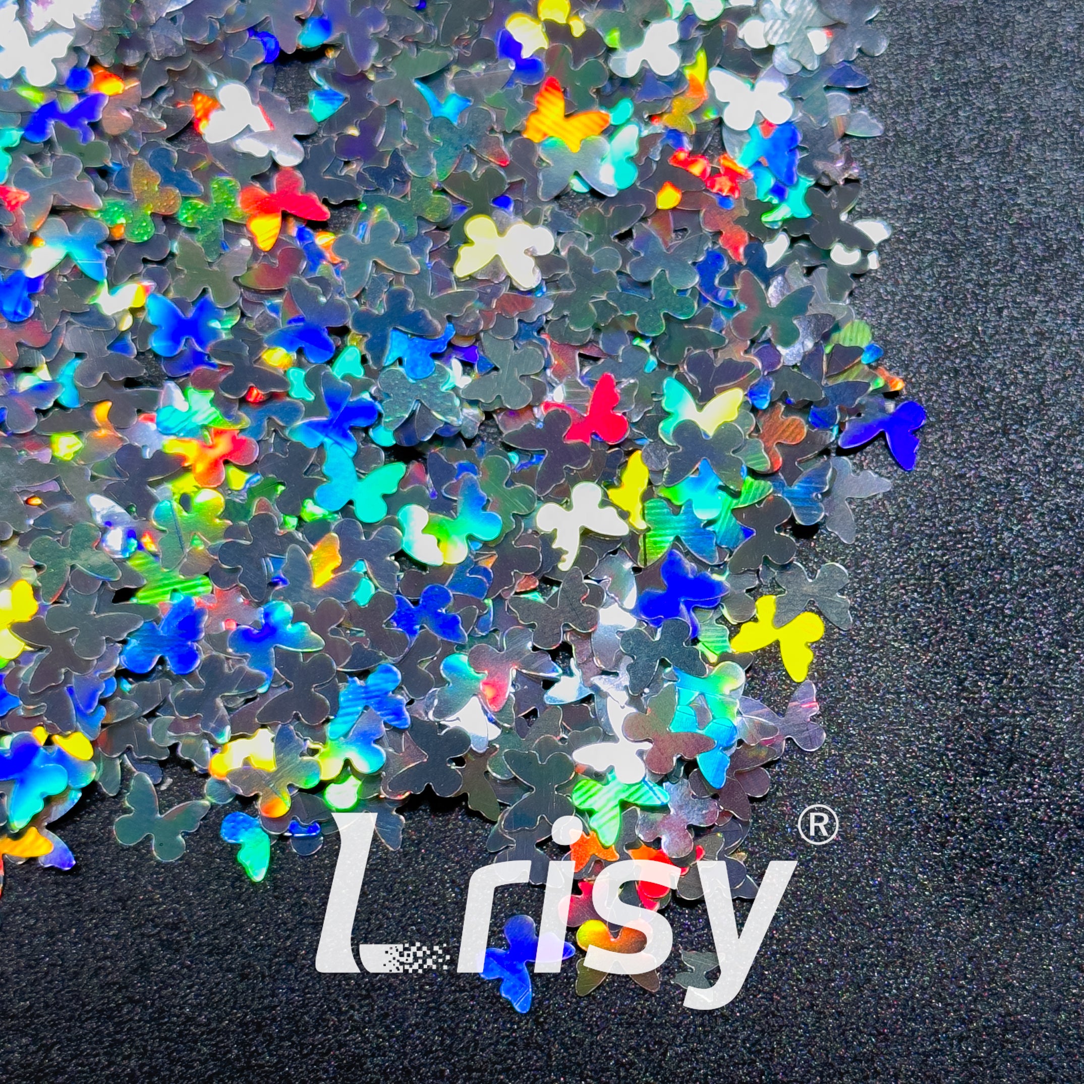 5mm Butterfly Shaped Holographic Silver Glitter LB0100