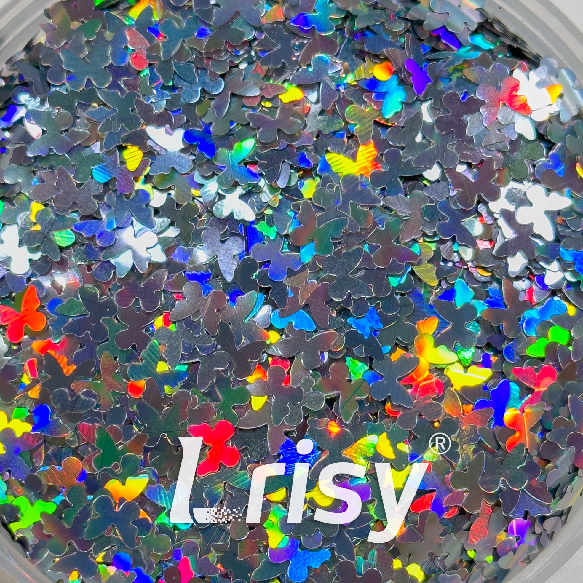 5mm Butterfly Shaped Holographic Silver Glitter LB0100