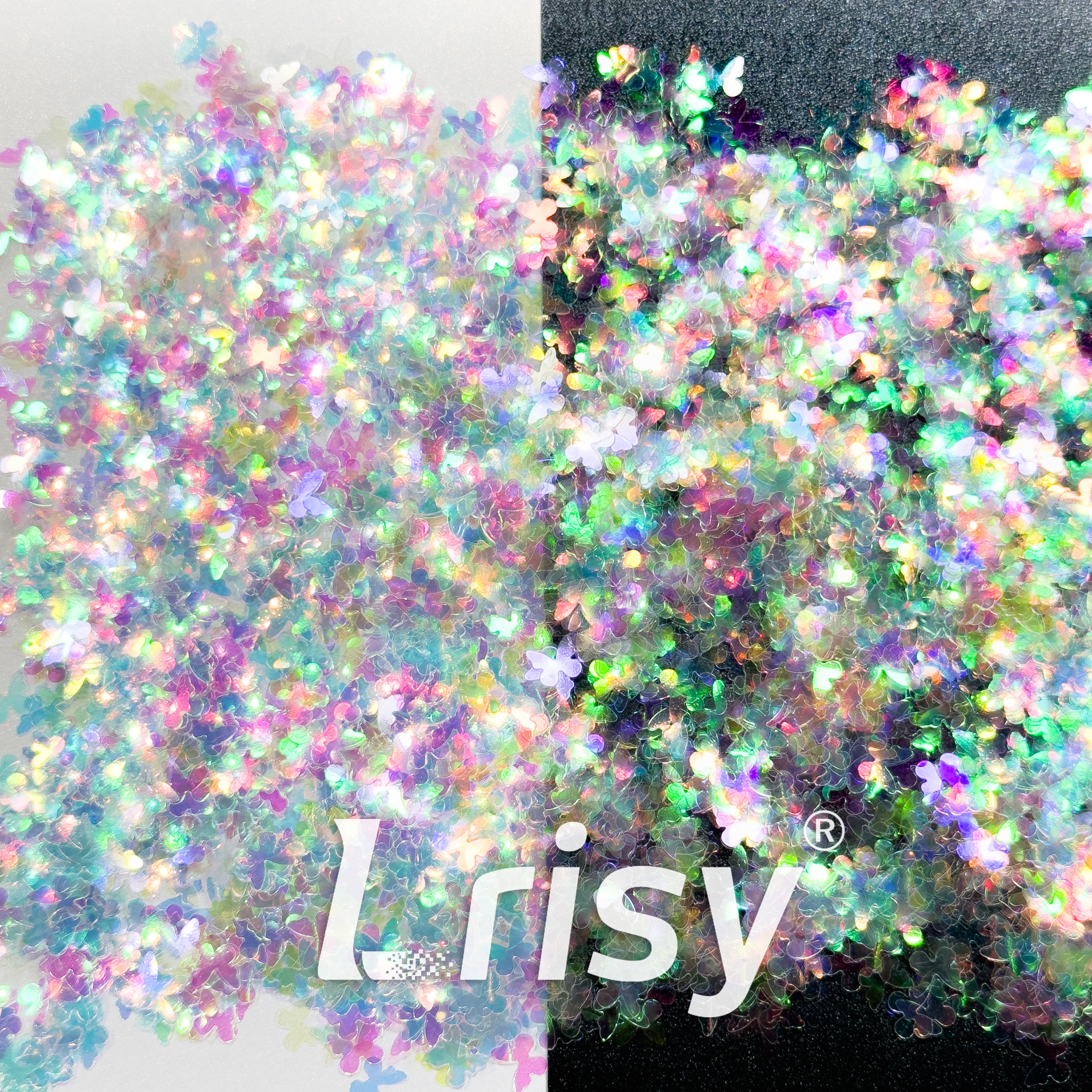 5mm Butterfly Shaped Rainbow Glitter C022