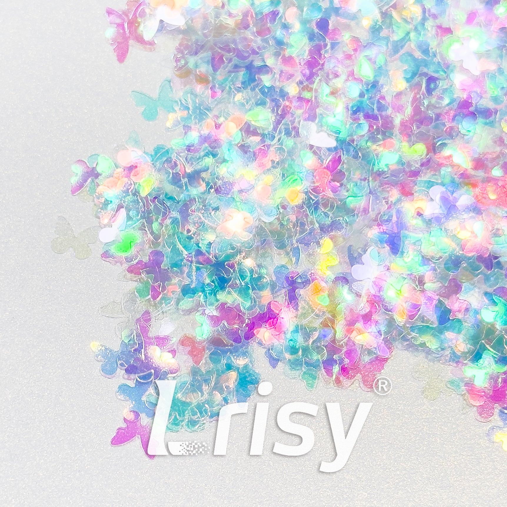 5mm Butterfly Shaped Rainbow Glitter C022