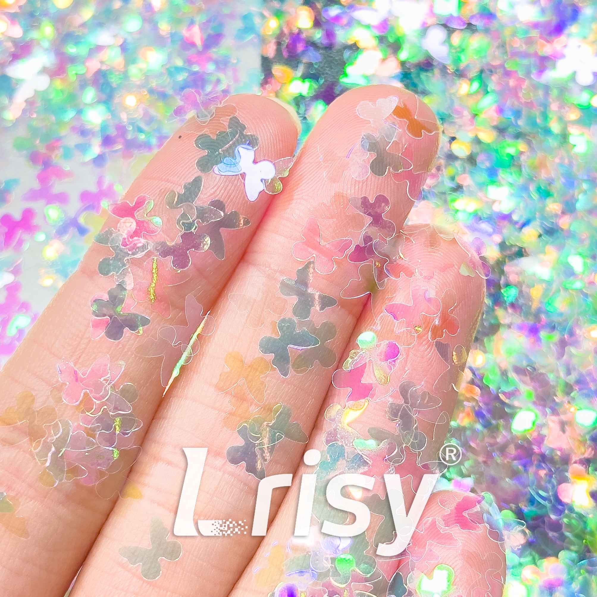 5mm Butterfly Shaped Rainbow Glitter C022