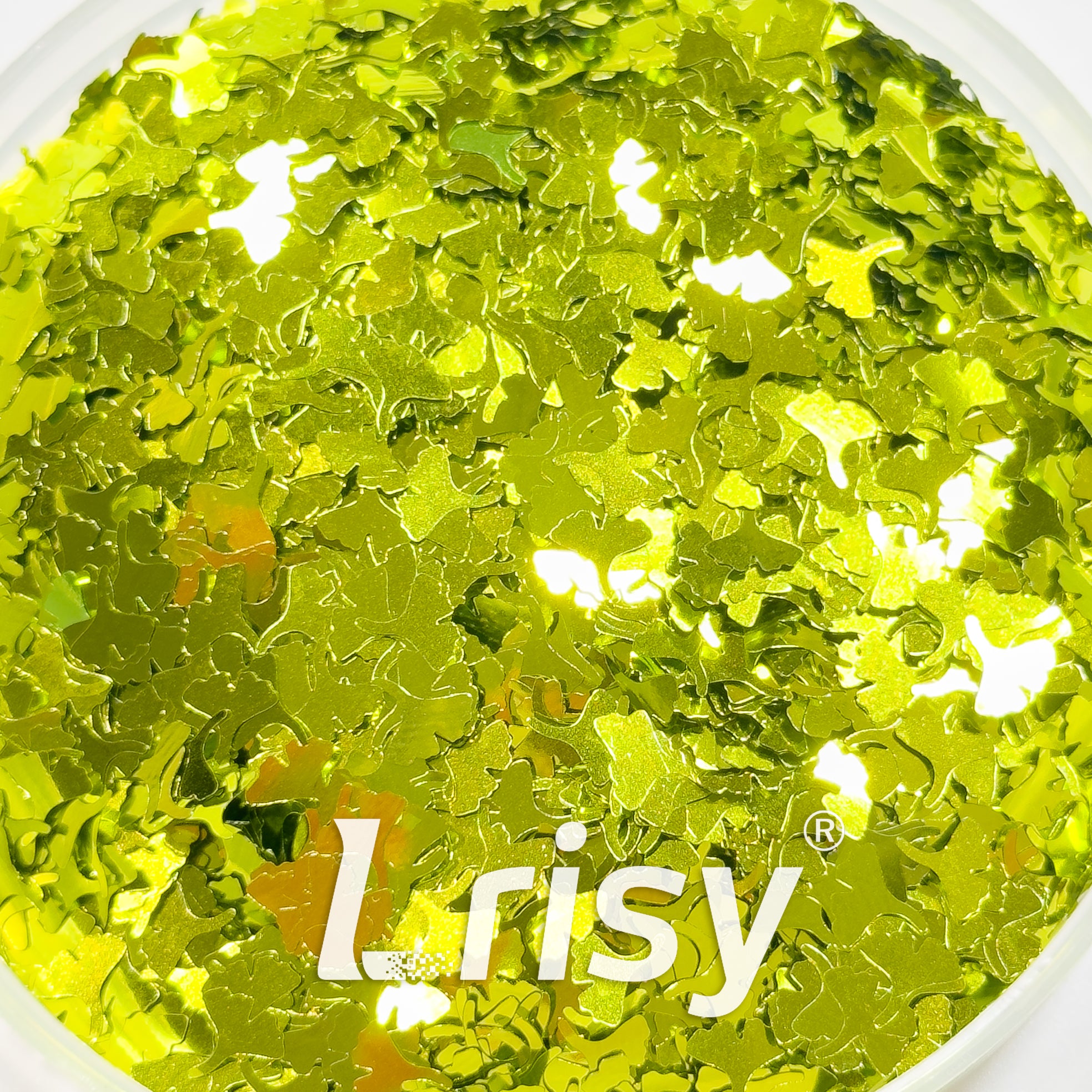 6mm Ginkgo Leaf Shaped Leaf Green Glitter B0617