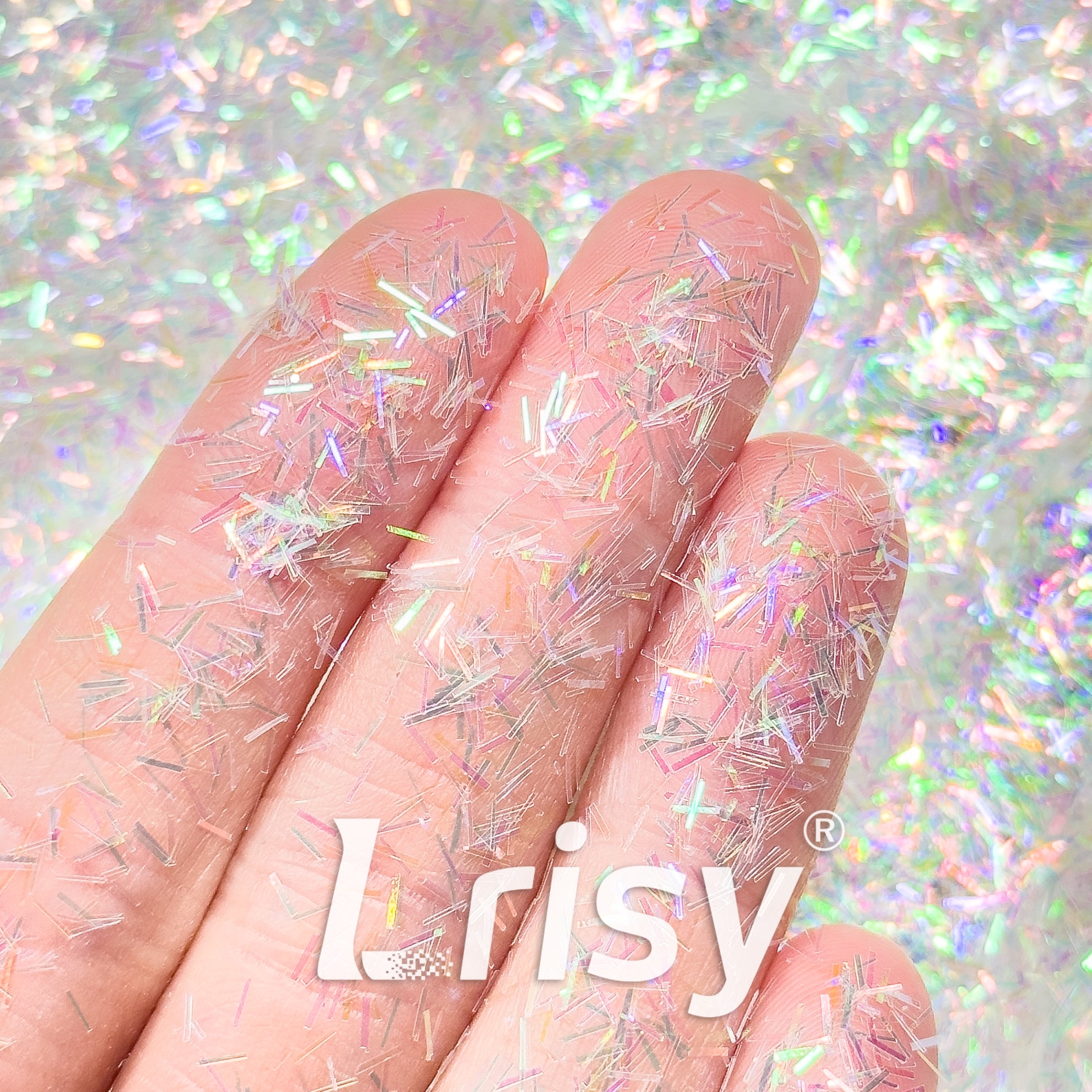 0.3x3.0mm Strip Shaped Rainbow Glitter C022