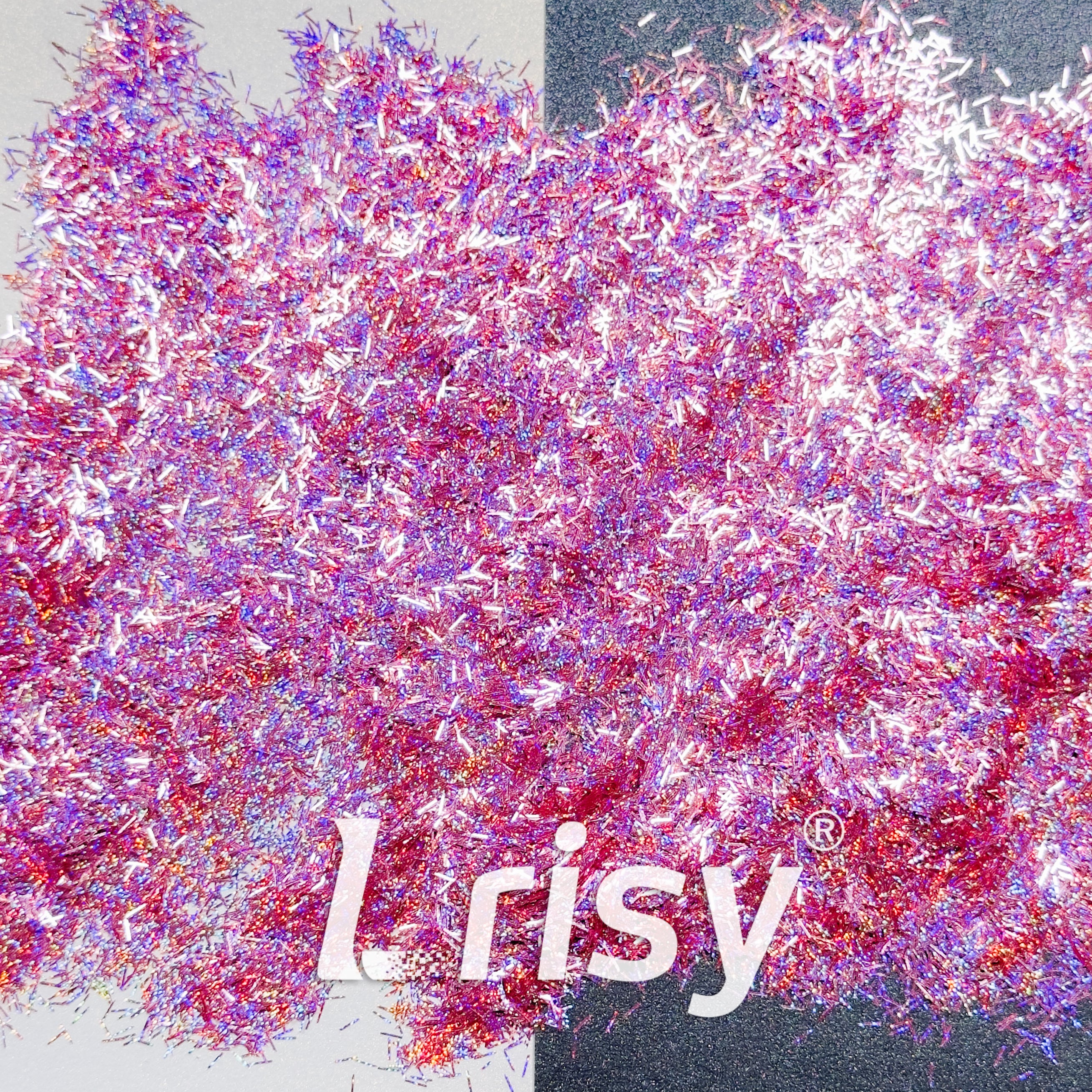0.3x3.0mm Strip Shaped Starlight Holographic Pink Glitter GLB0920