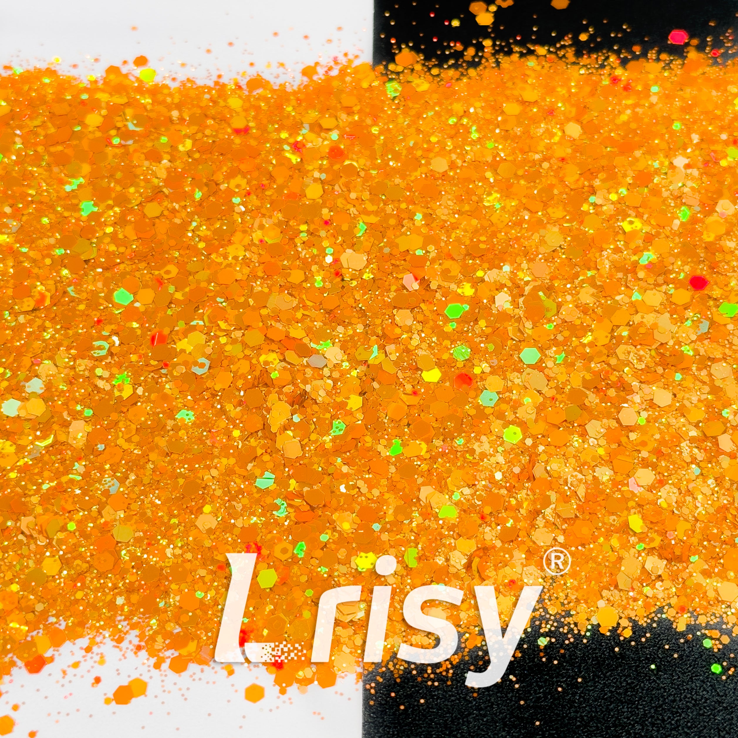 General Mixed Holographic Orange Gold Glitter Hexagon Shaped 1618