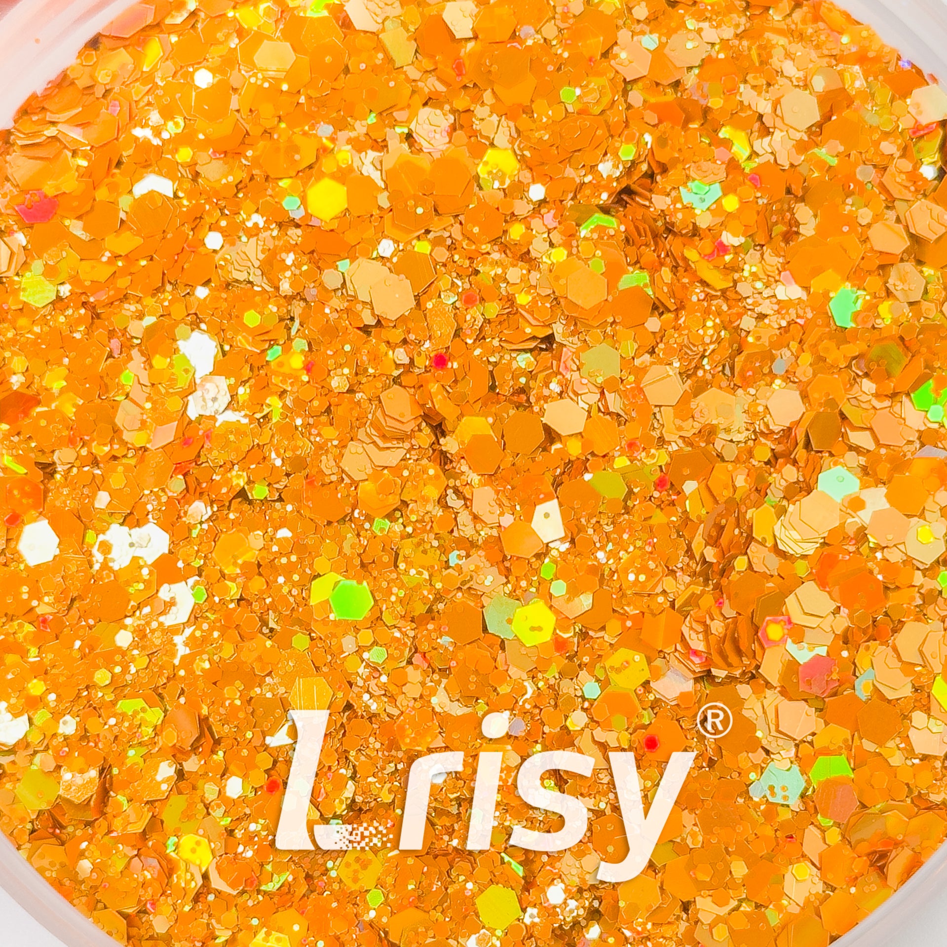 General Mixed Holographic Orange Gold Glitter Hexagon Shaped 1618