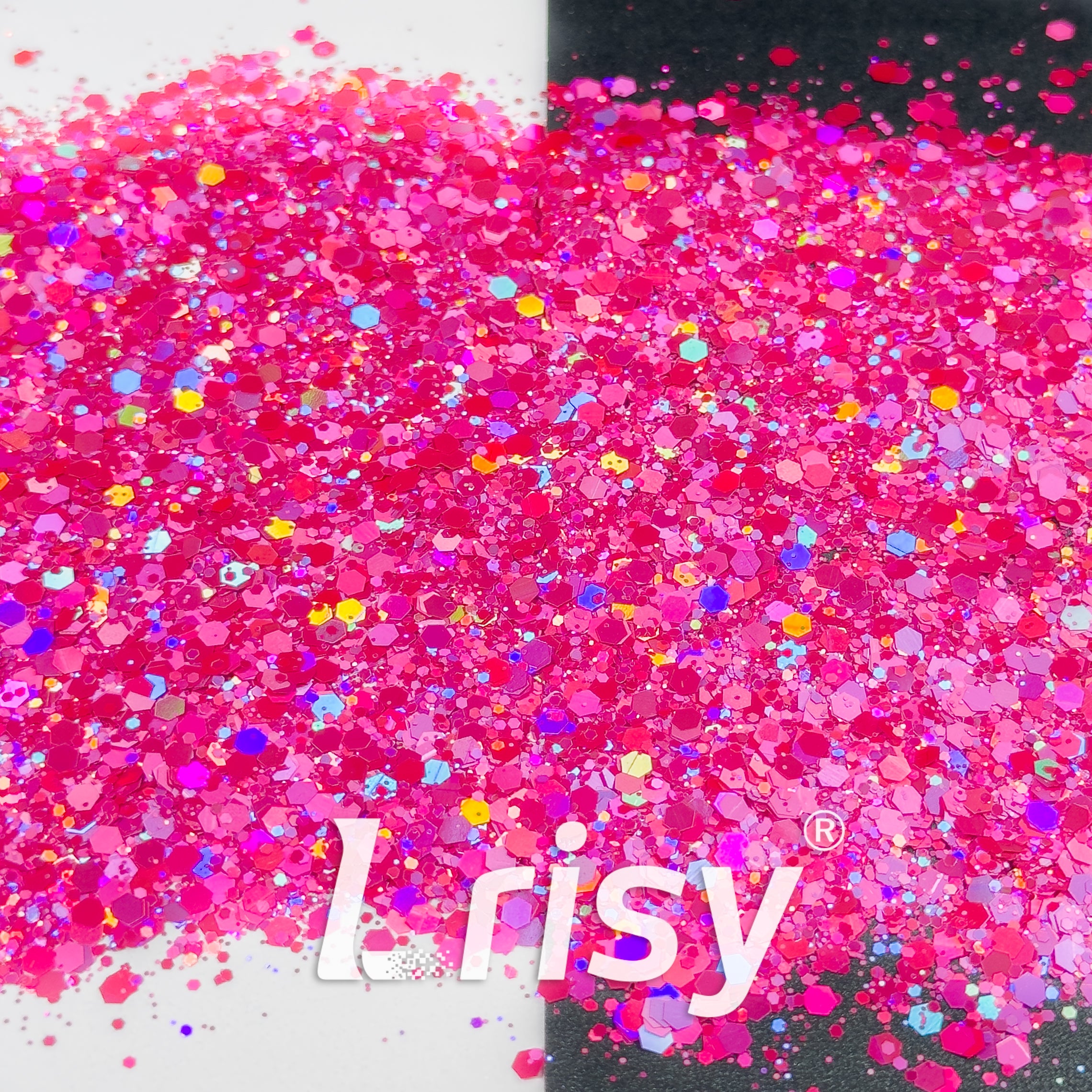 General Mixed Holographic Magenta Glitter Hexagon Shaped 1615