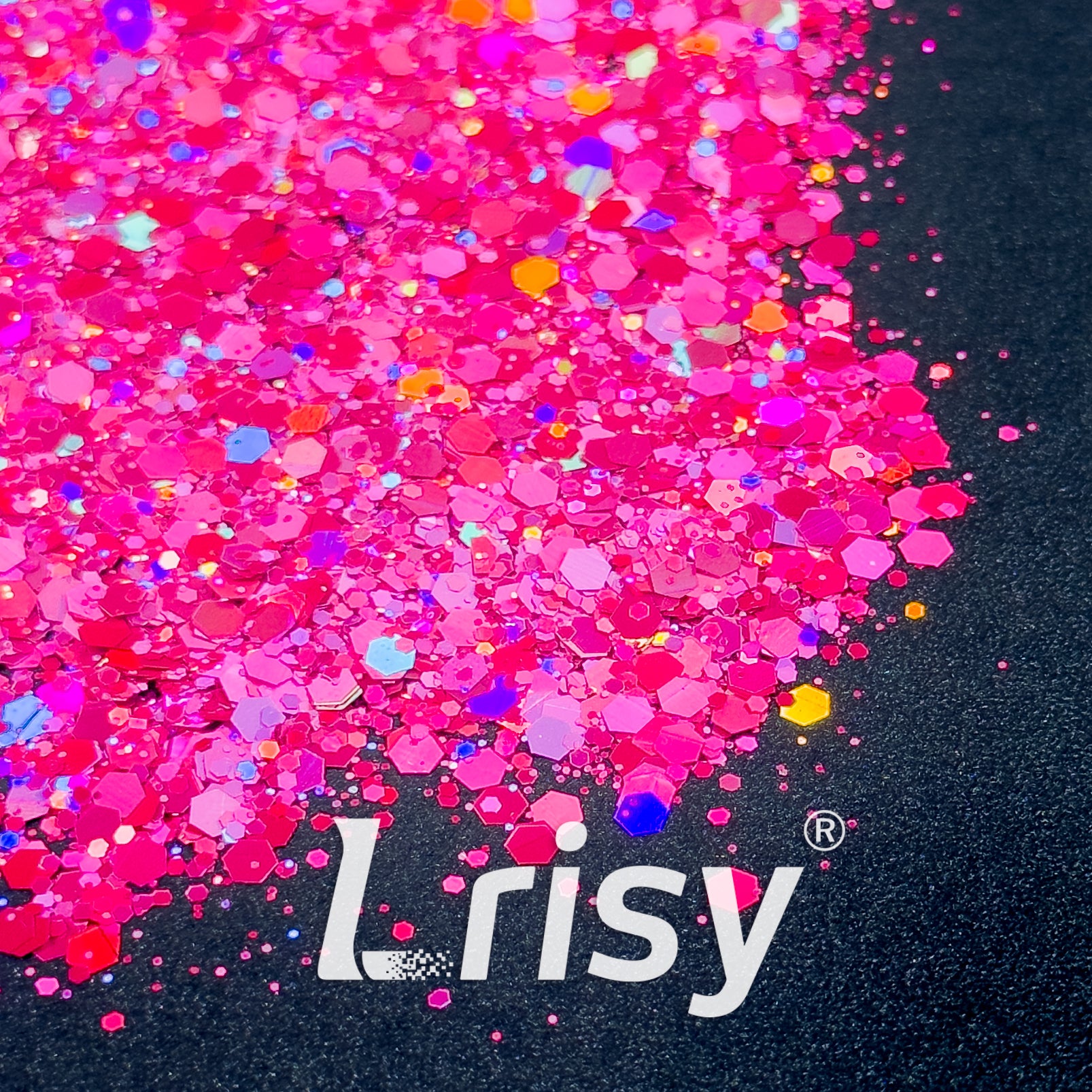 General Mixed Holographic Magenta Glitter Hexagon Shaped 1615