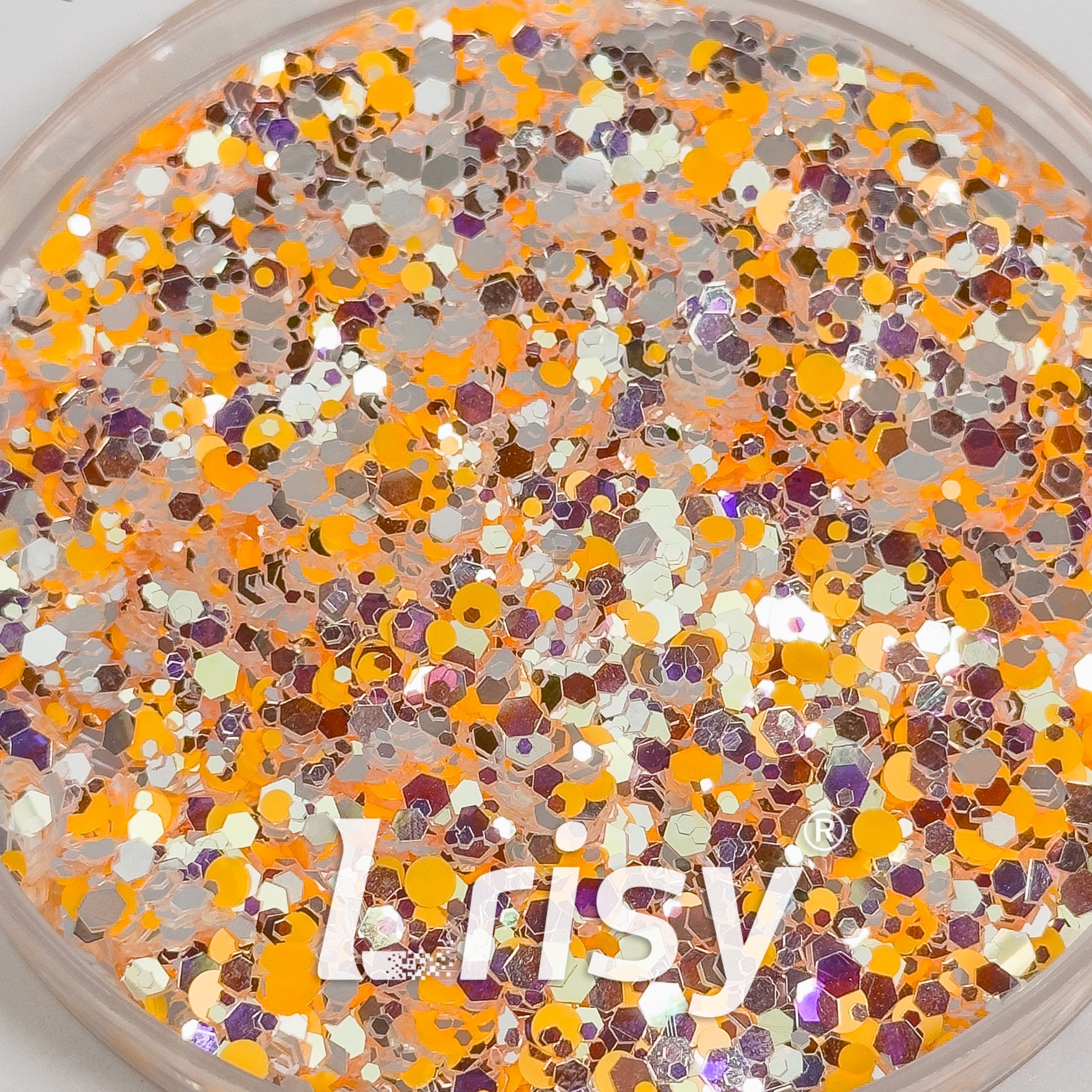 Mixed Hexagon Shaped Orange & Silver Glitter WG01