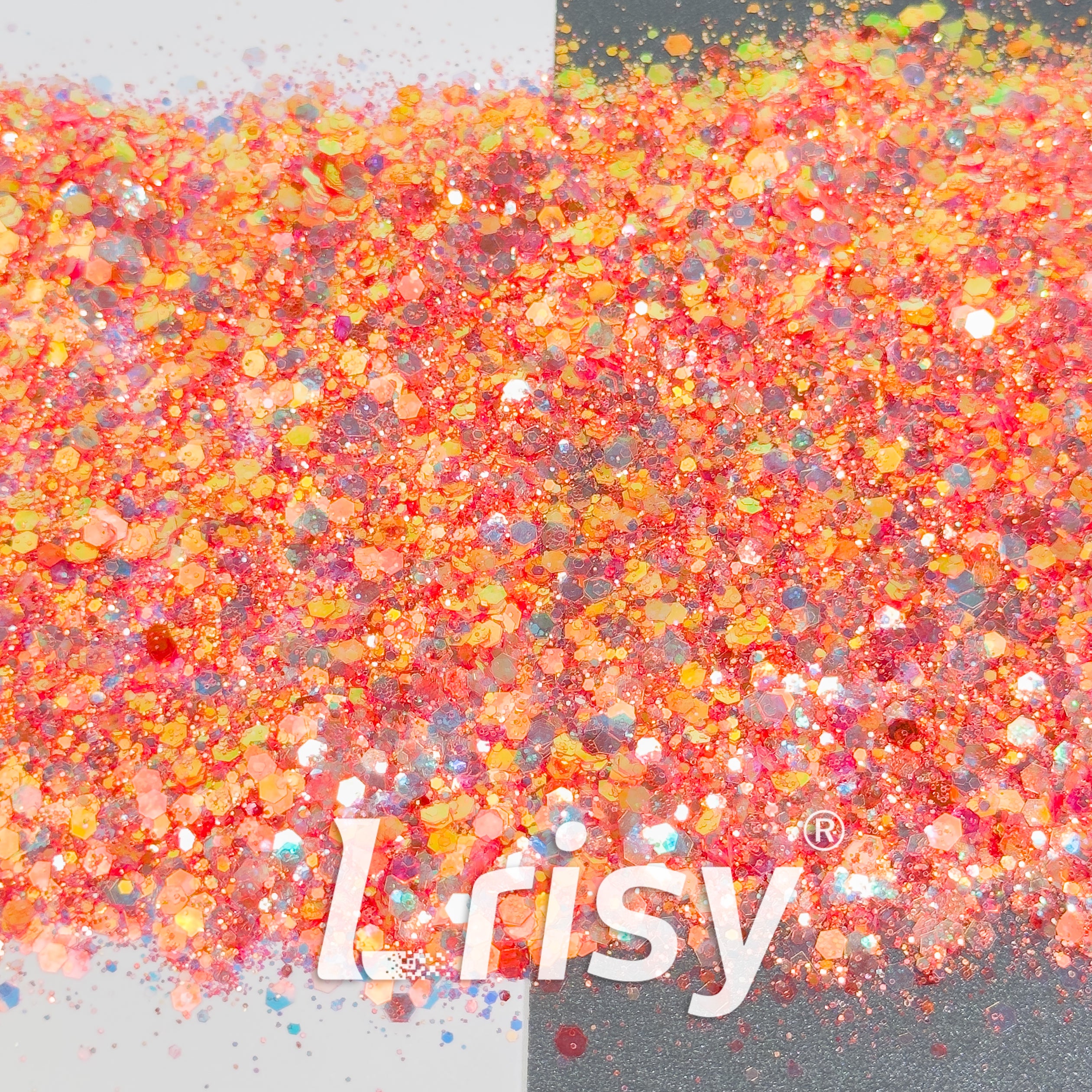 General Mixed Iridescent Red Glitter Hexagon Shaped GL04
