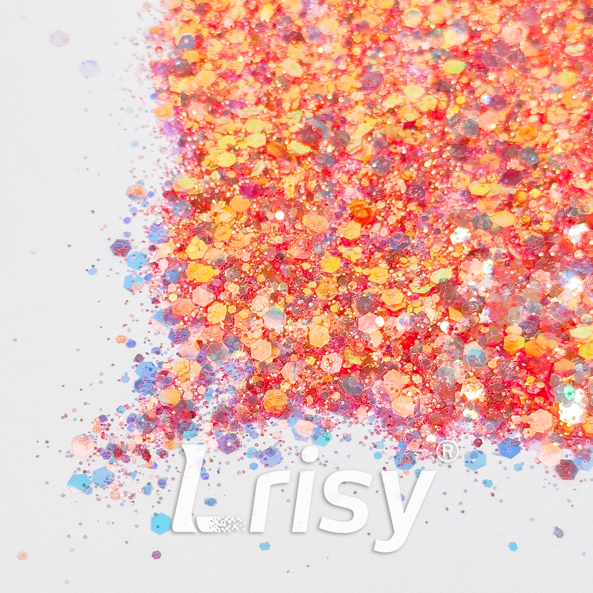 General Mixed Iridescent Red Glitter Hexagon Shaped GL04