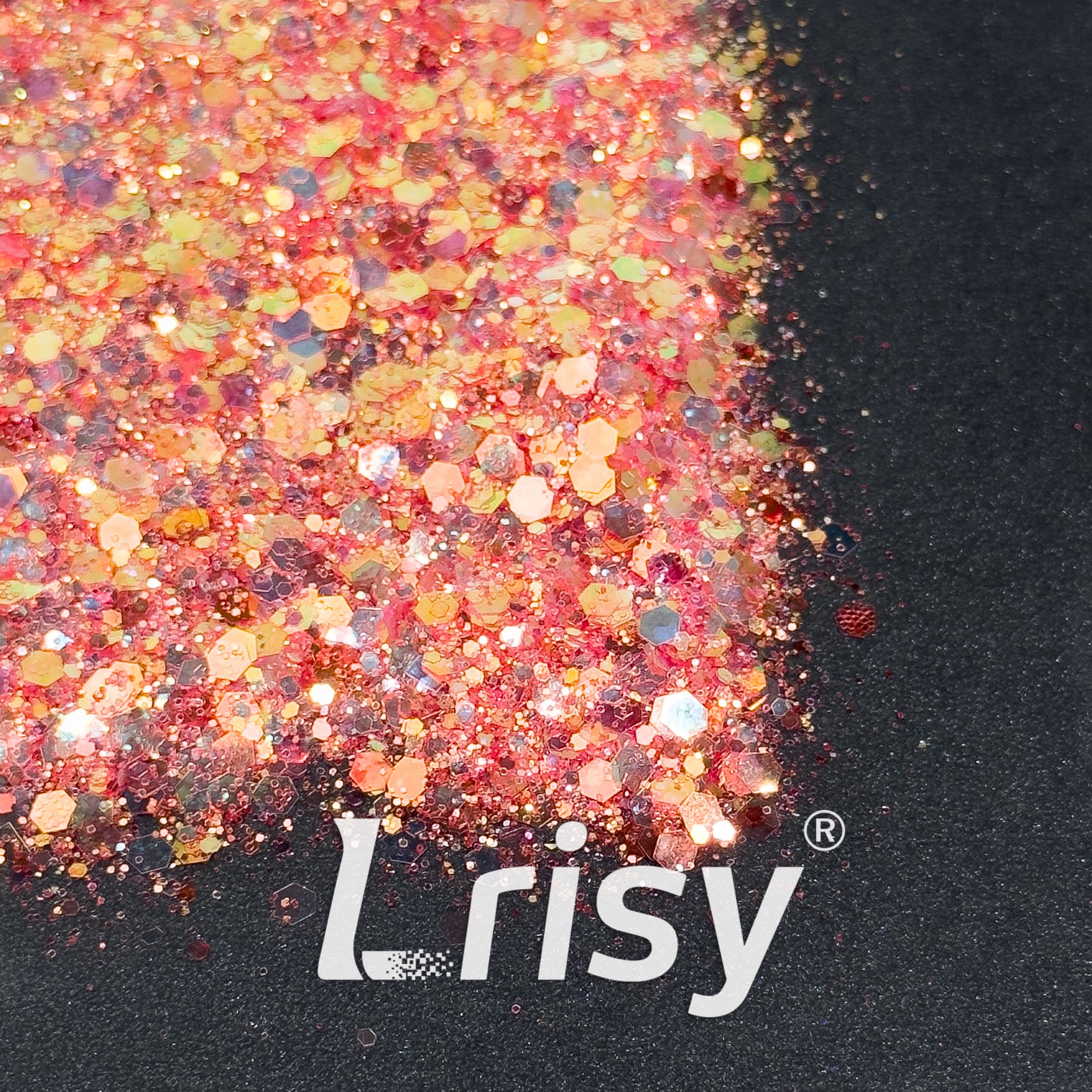 General Mixed Iridescent Red Glitter Hexagon Shaped GL04