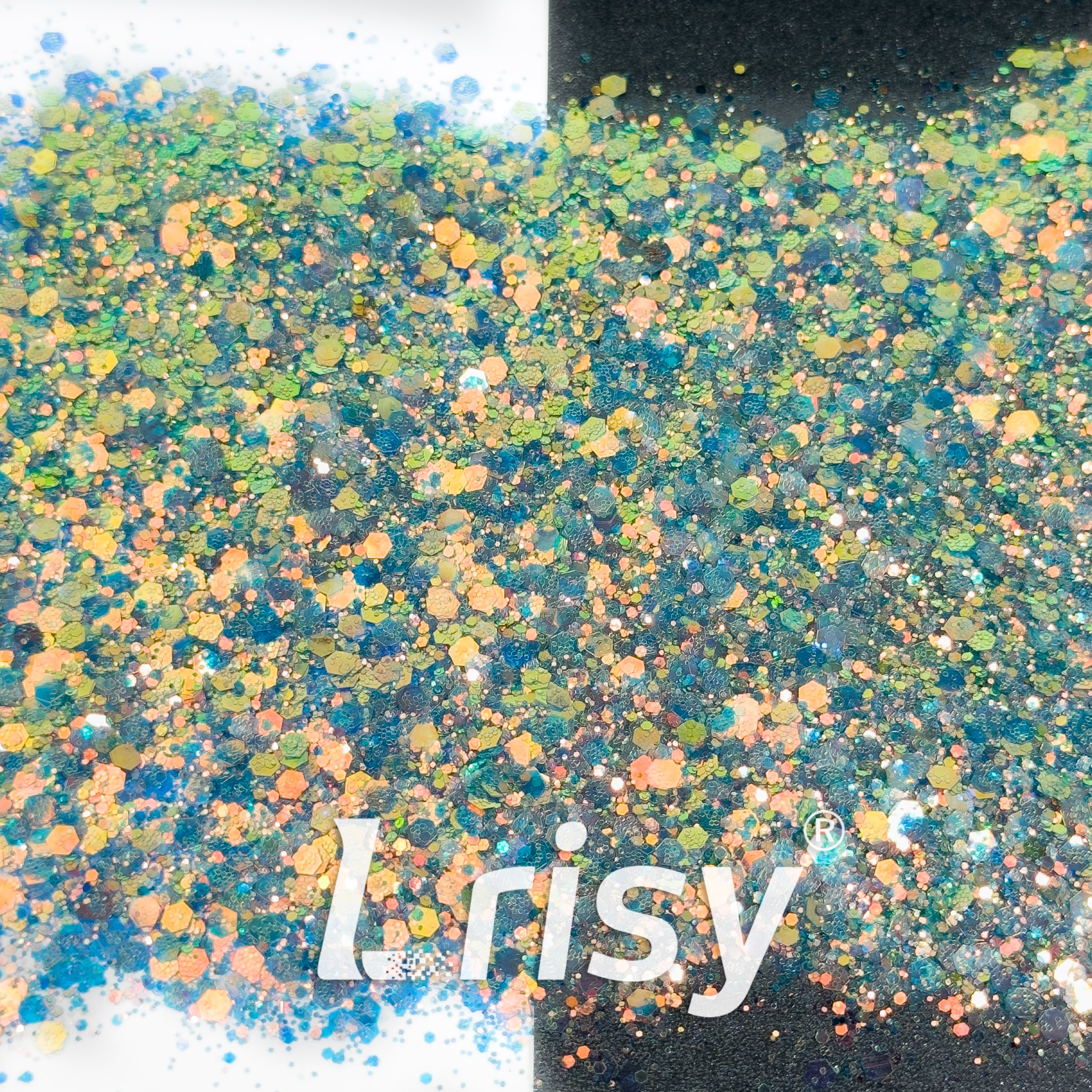 General Mixed Iridescent Green Glitter Hexagon Shaped GL03