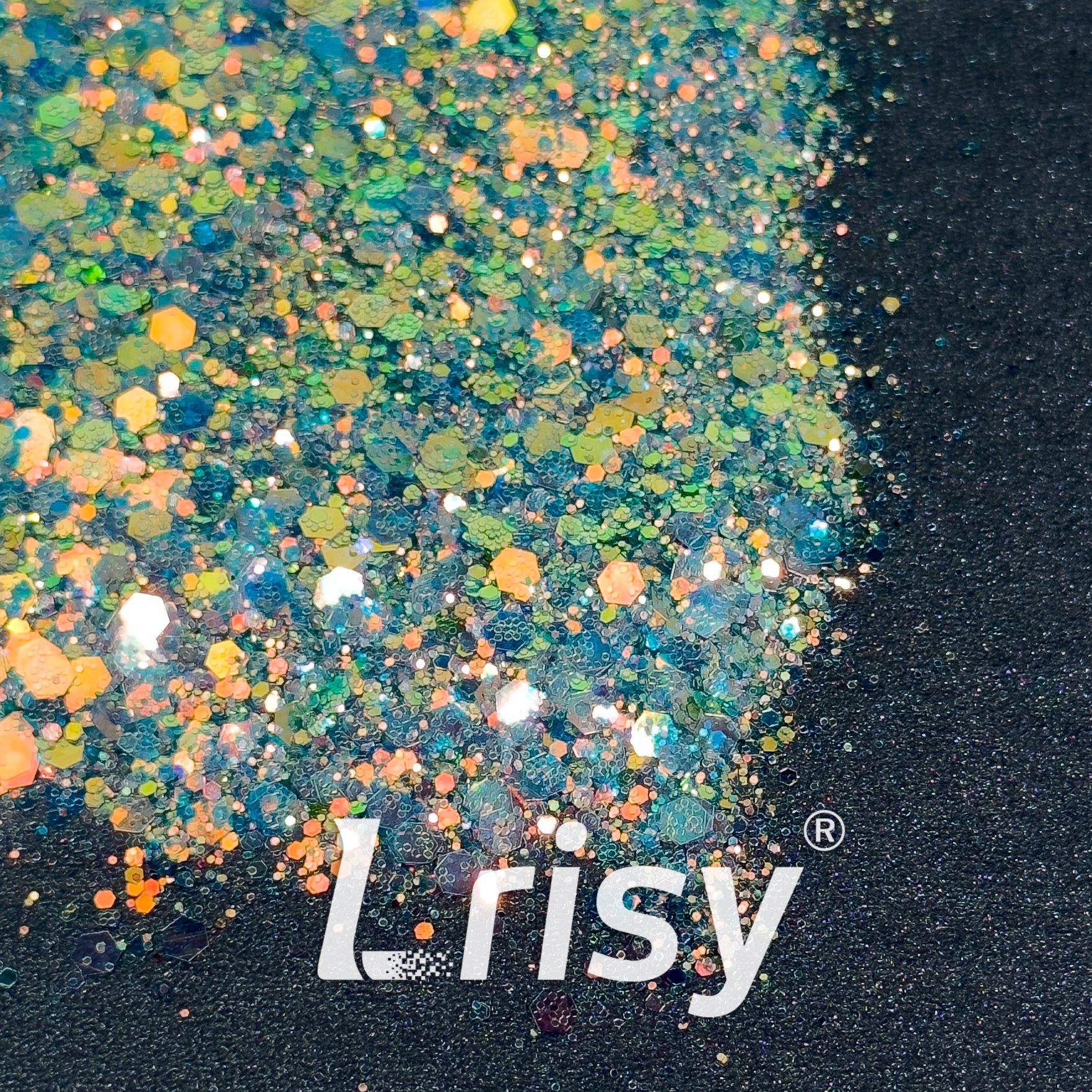 General Mixed Iridescent Green Glitter Hexagon Shaped GL03