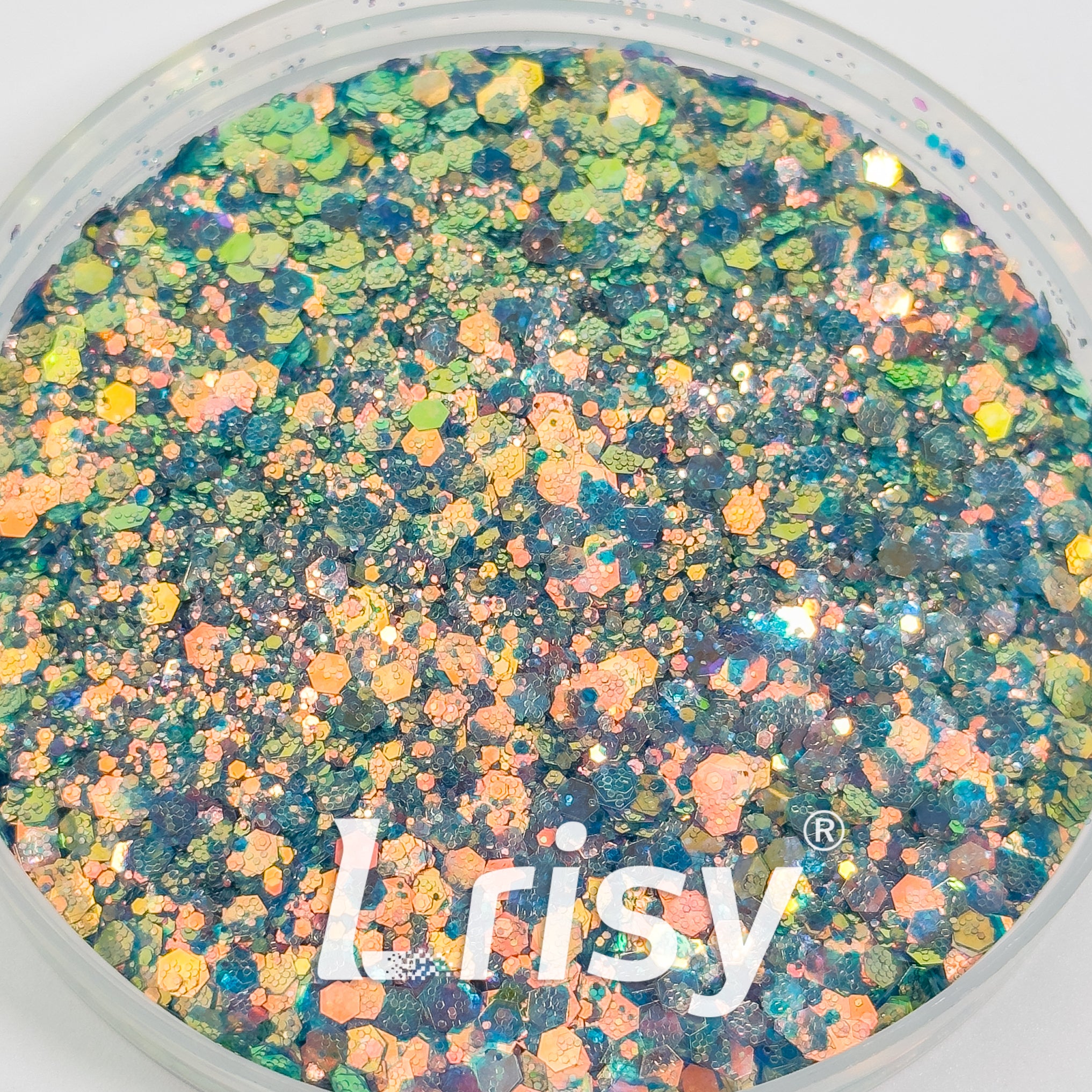 General Mixed Iridescent Green Glitter Hexagon Shaped GL03